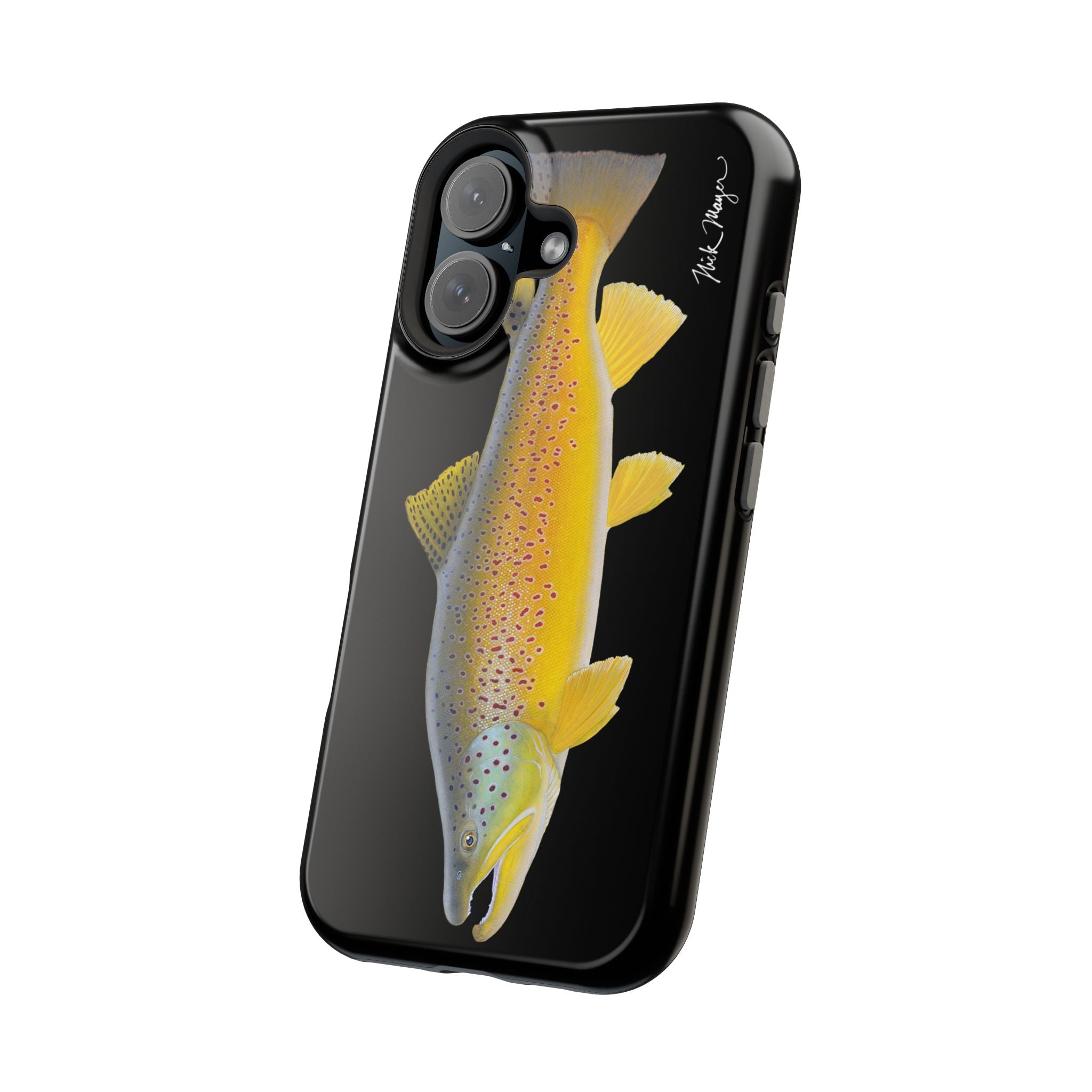 Brown Trout 3 Black MagSafe iPhone Case