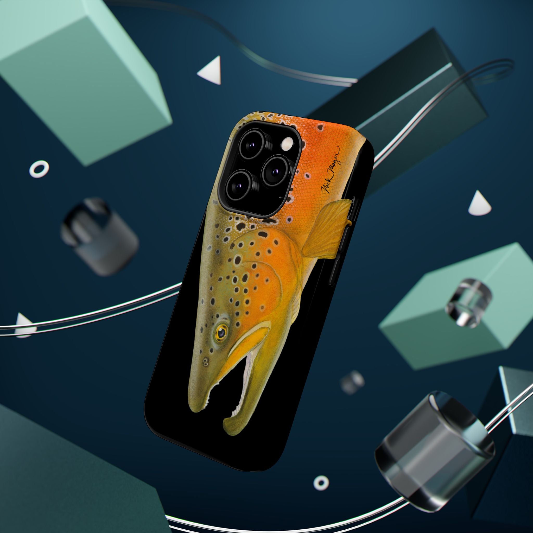 Brown Trout 2 Black MagSafe iPhone Case