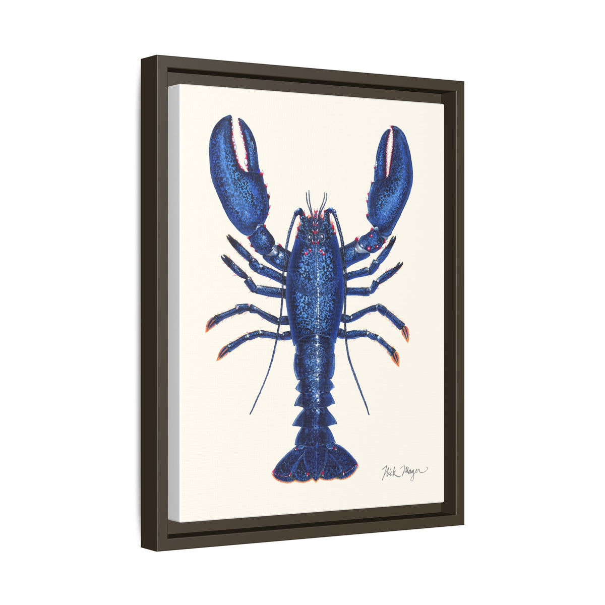Blue Lobster II Framed Canvas Print Printify