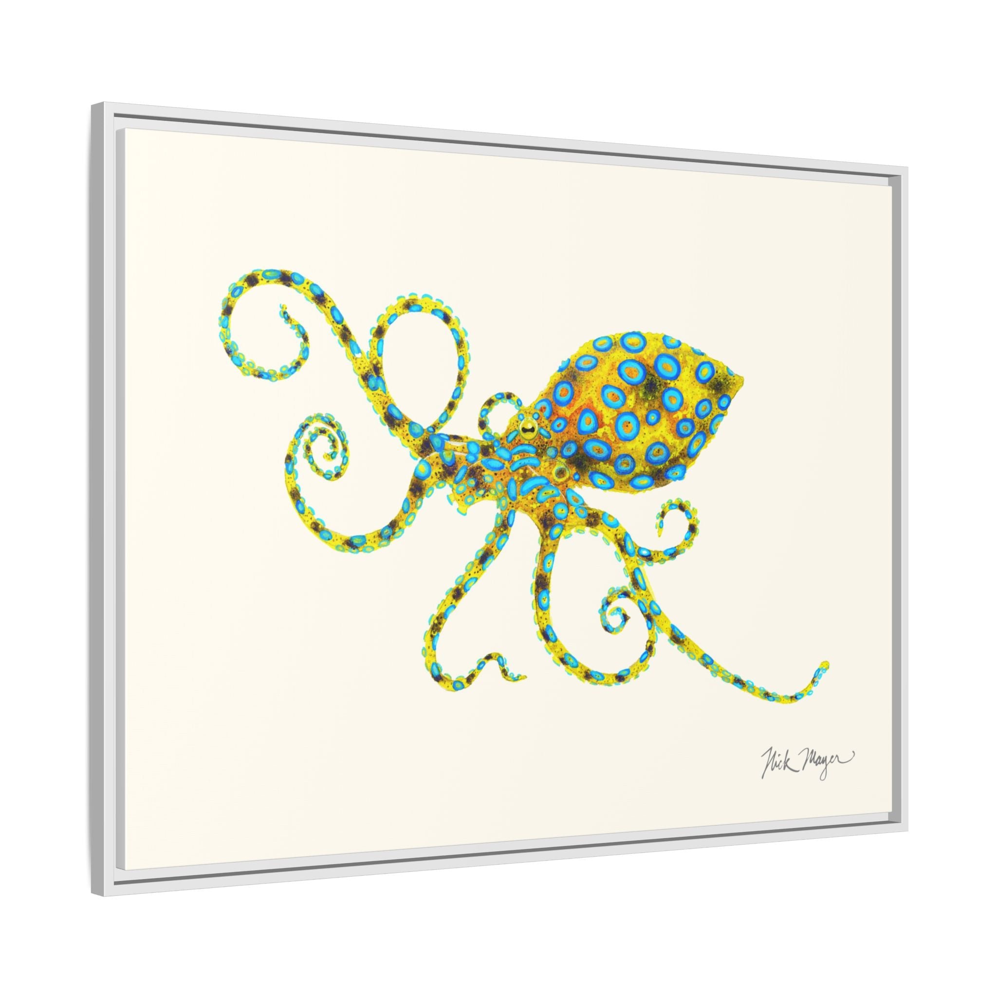 Blue Ringed Octopus Framed Canvas Print Printify