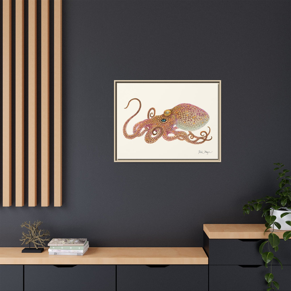 Two Spot Octopus Framed Canvas Print Printify