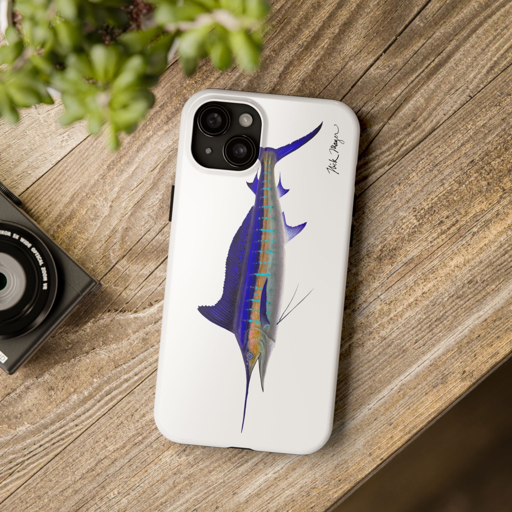 Striped Marlin White Phone Case (iPhone)