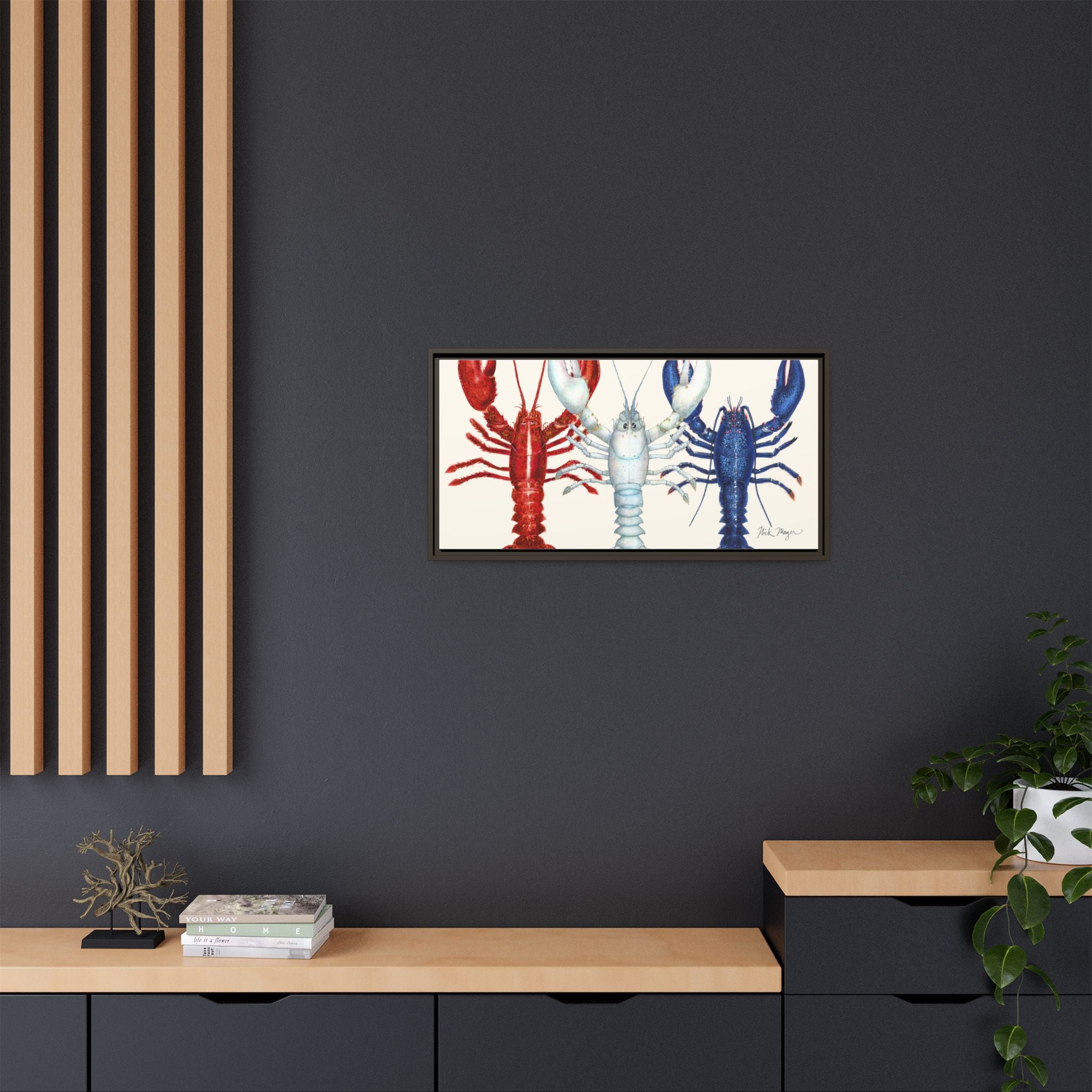 American Lobsters Trio Framed Canvas Print Printify