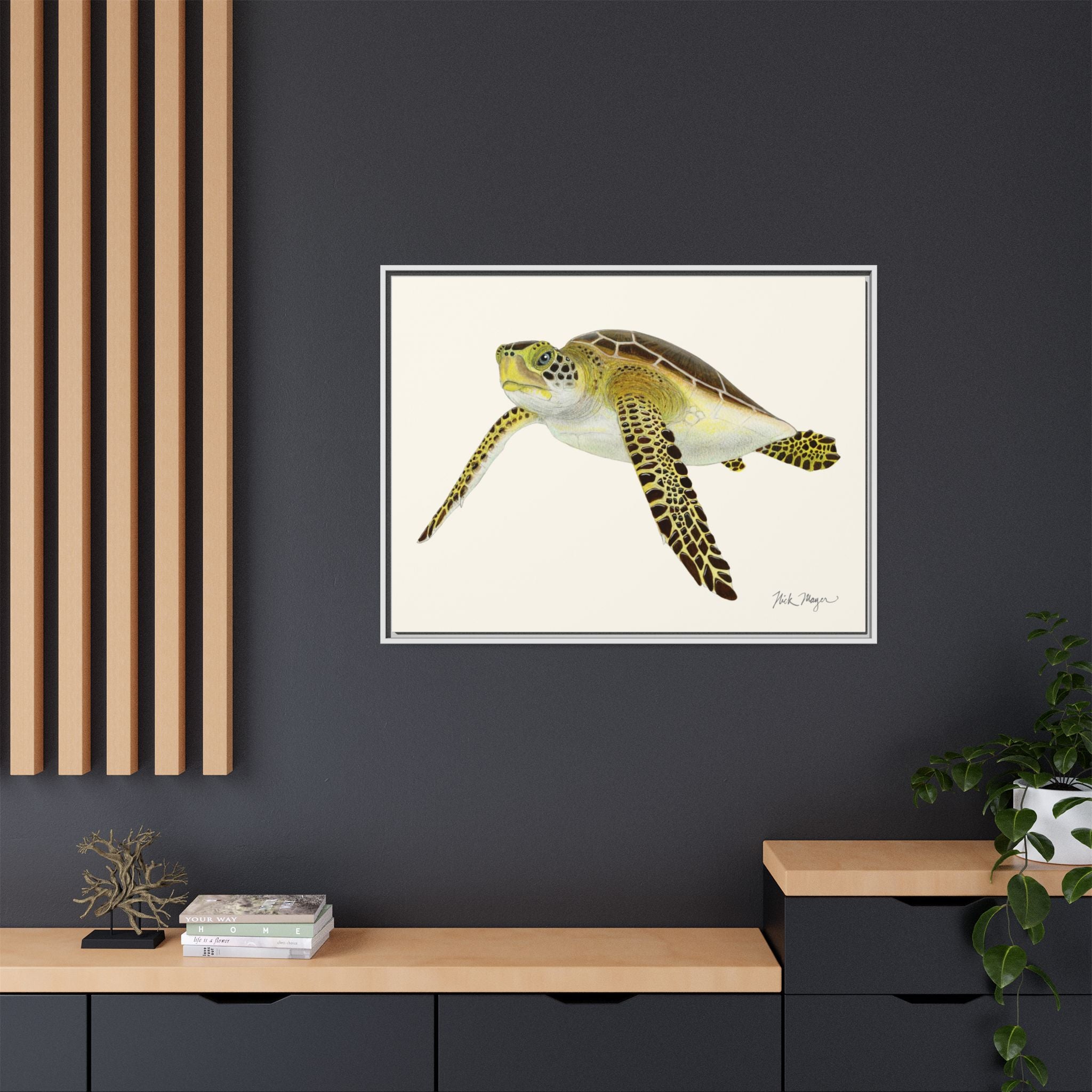 Green Sea Turtle III Framed Canvas Print Printify