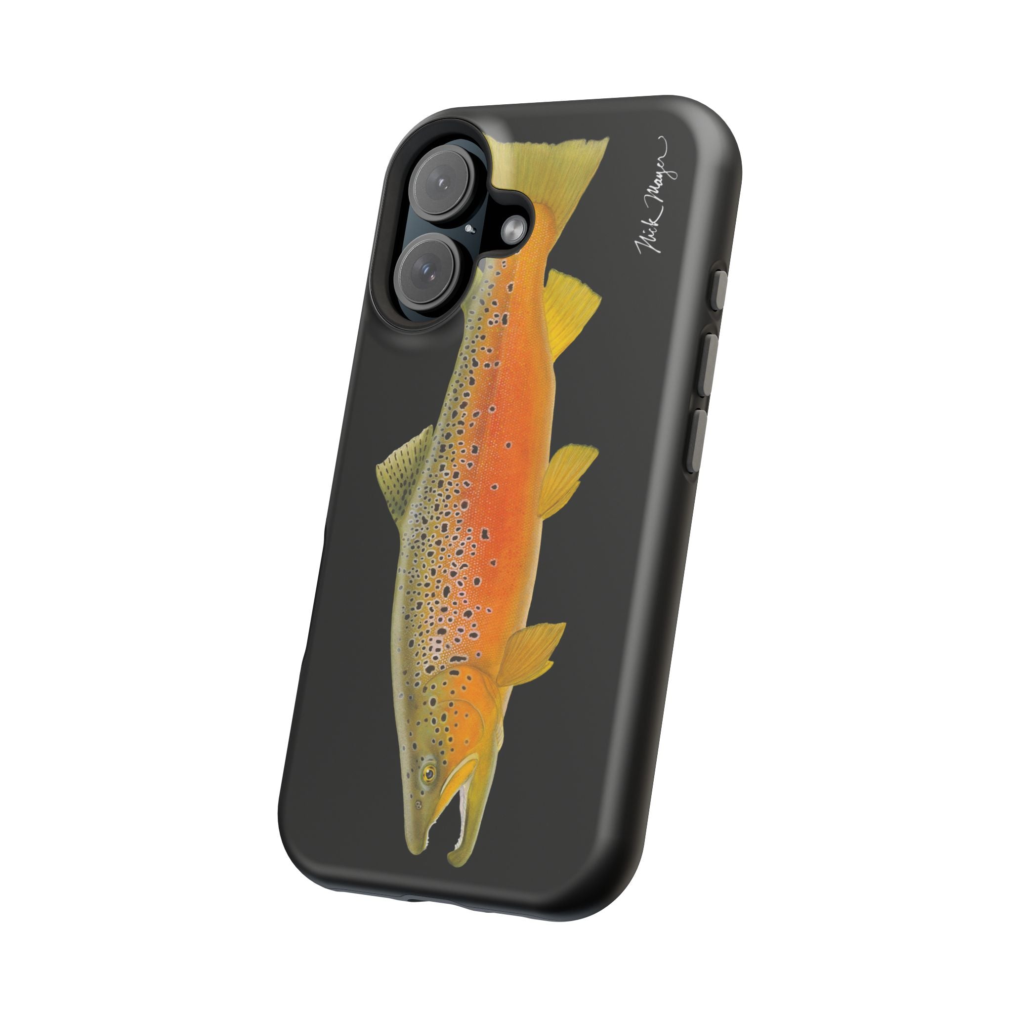 Brown Trout 2 Black MagSafe iPhone Case, NEW for Holiday 2025!