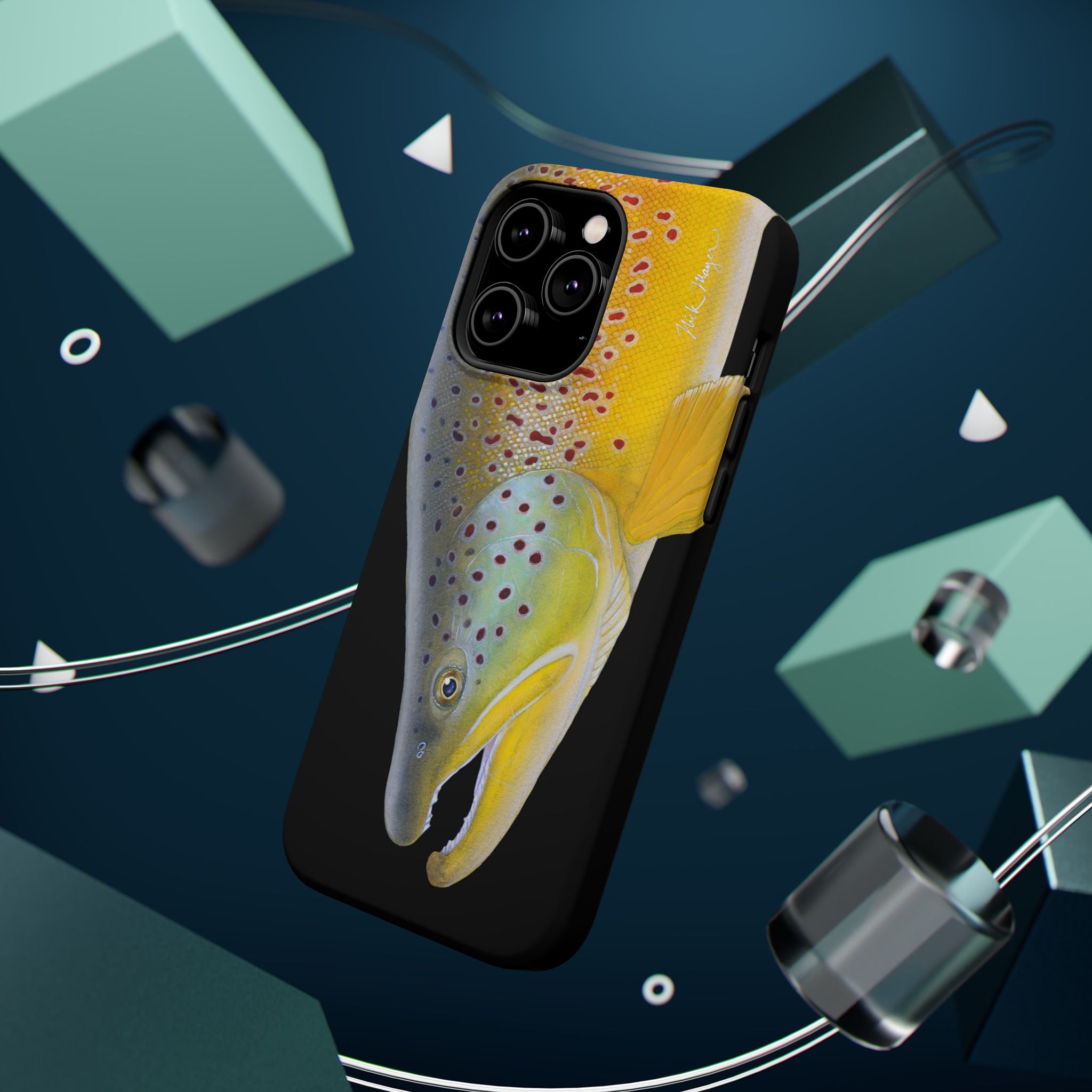 Brown Trout 3 Face Black MagSafe iPhone Case