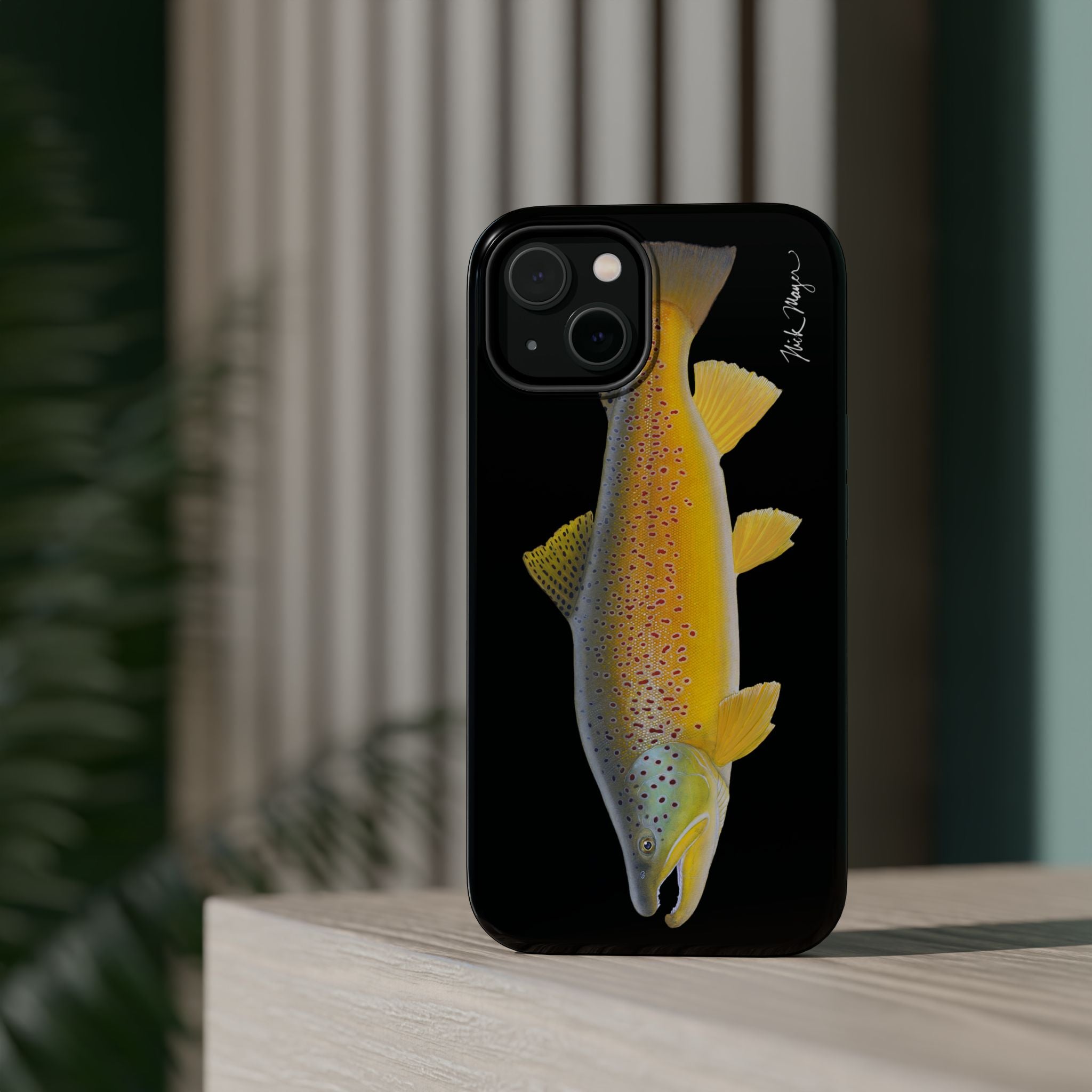 Brown Trout 3 Black MagSafe iPhone Case