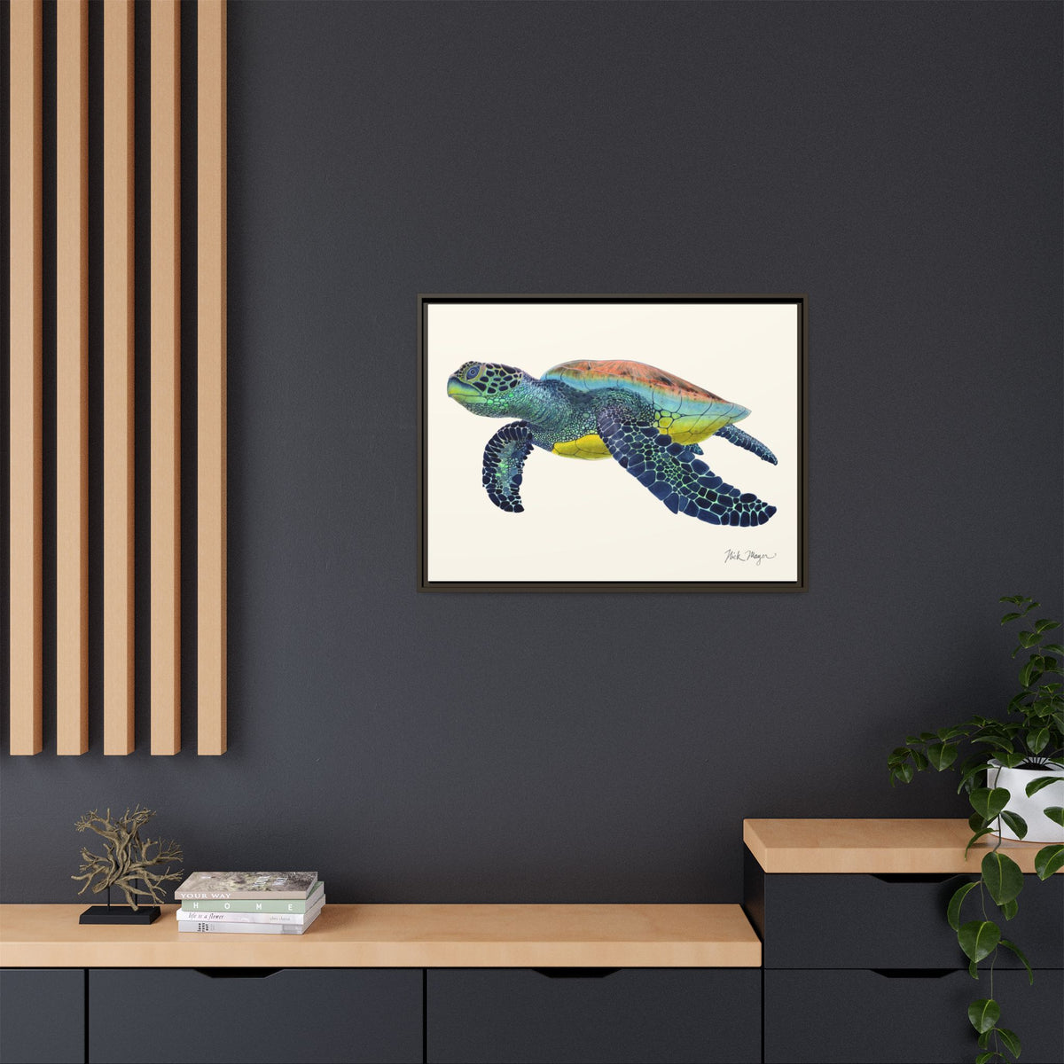 Green Sea Turtle II Framed Canvas Print Printify