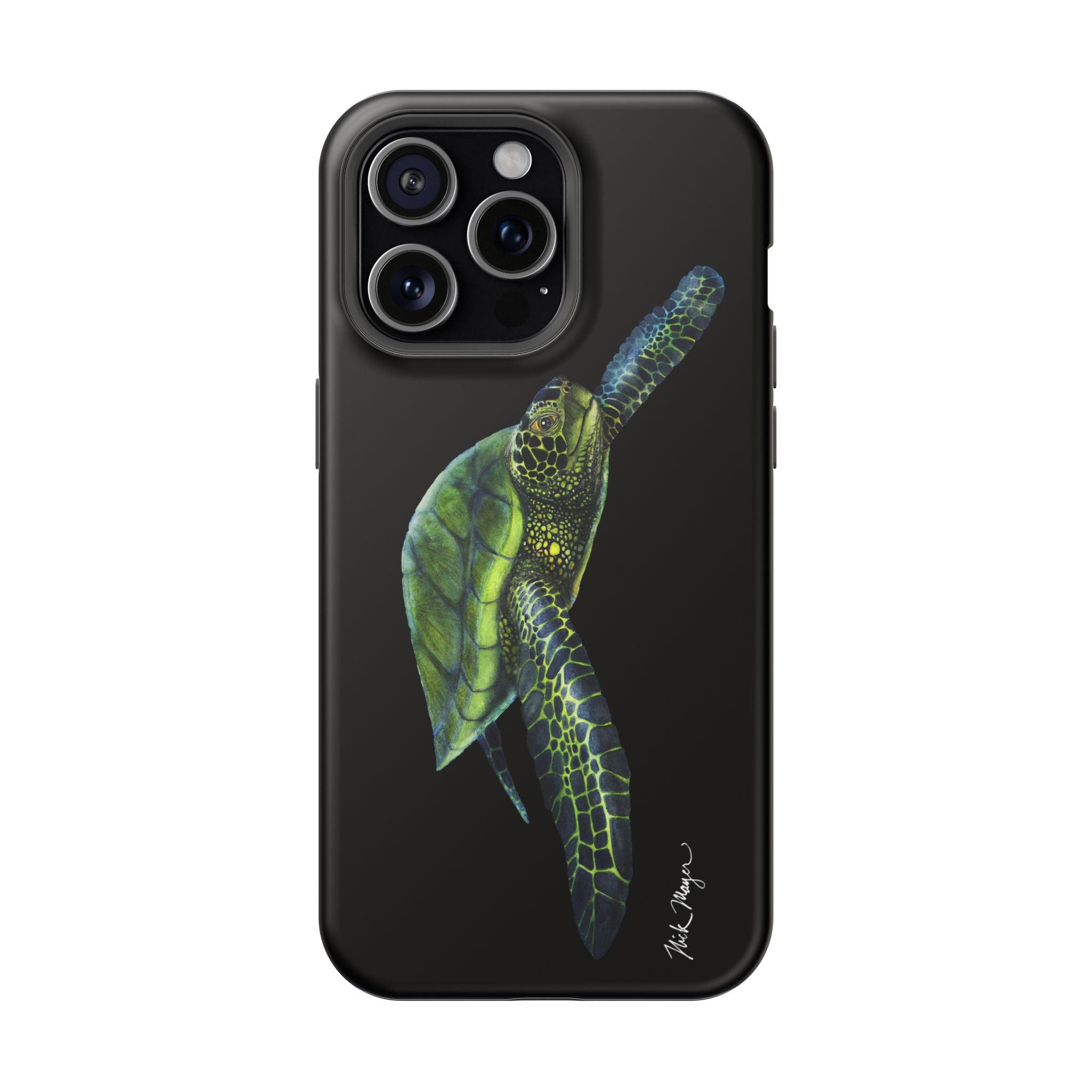 Green Sea Turtle MagSafe Black iPhone Case