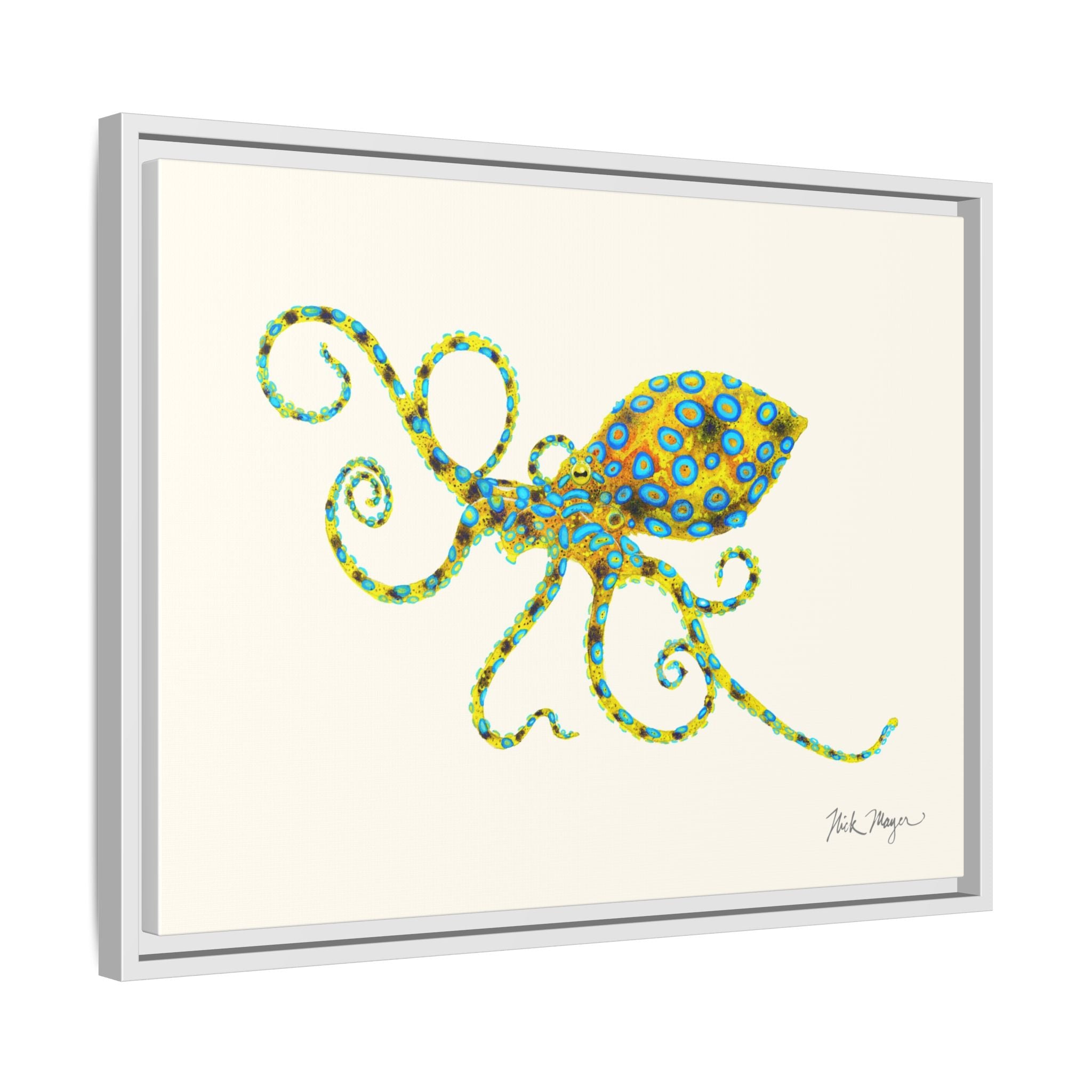 Blue Ringed Octopus Framed Canvas Print Printify