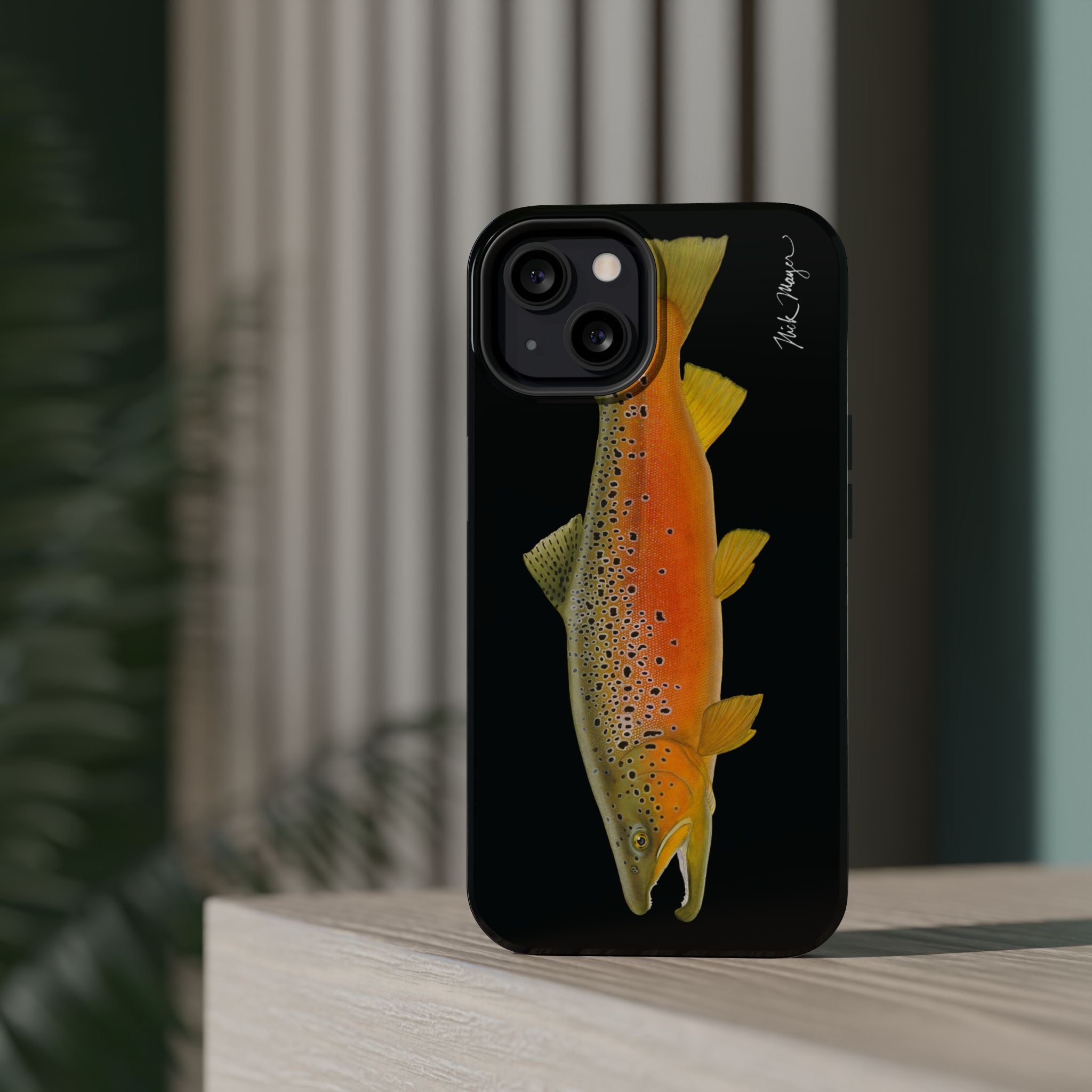Brown Trout 2 Black MagSafe iPhone Case, NEW for Holiday 2025!