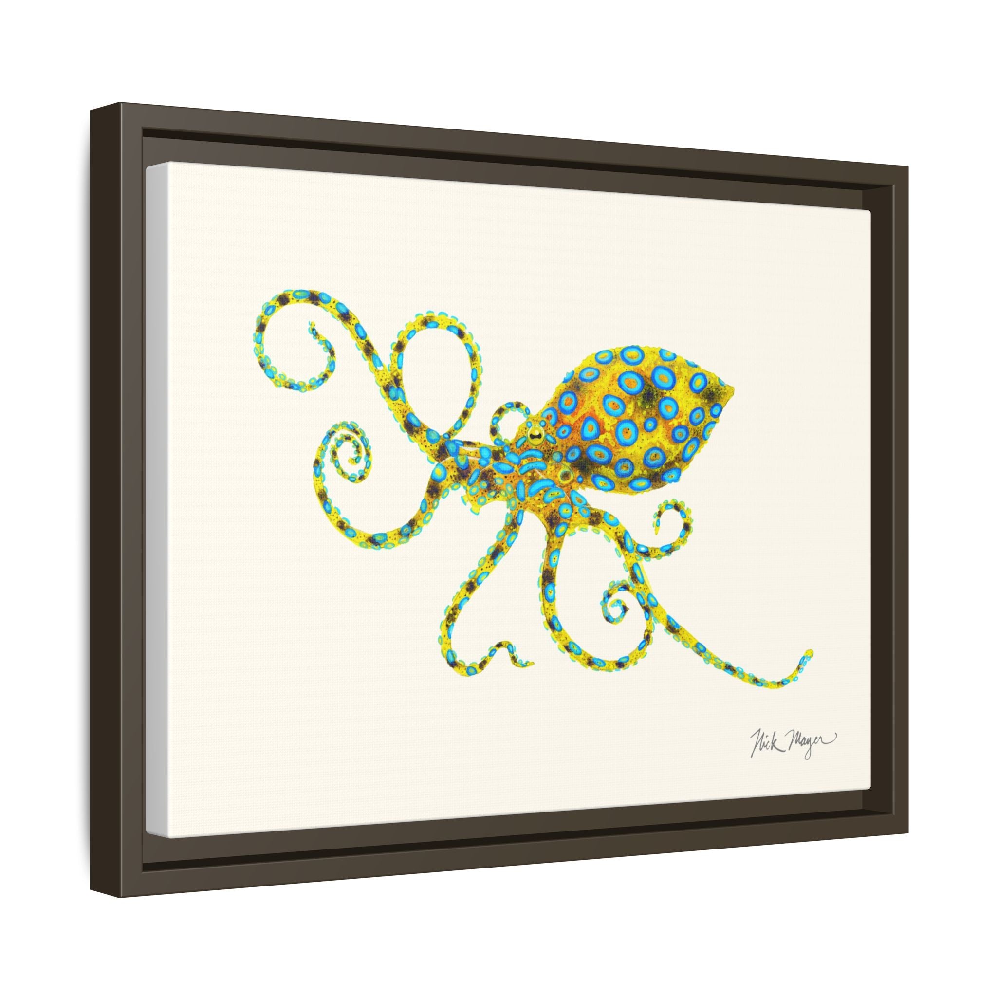 Blue Ringed Octopus Framed Canvas Print Printify