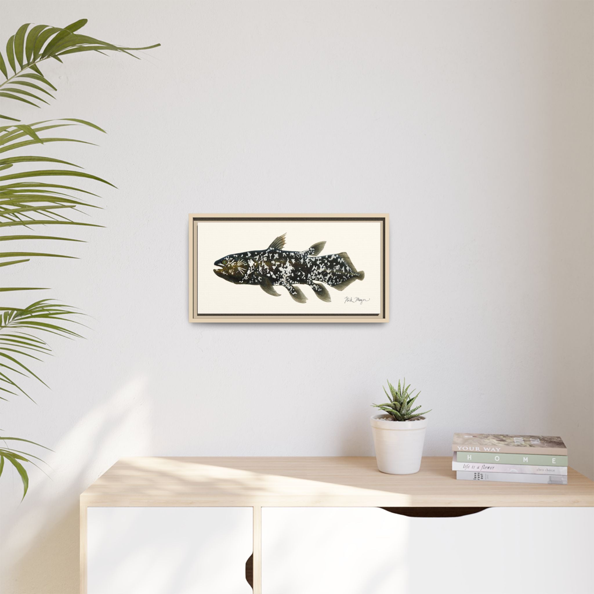 Coelacanth Framed Canvas Print Printify