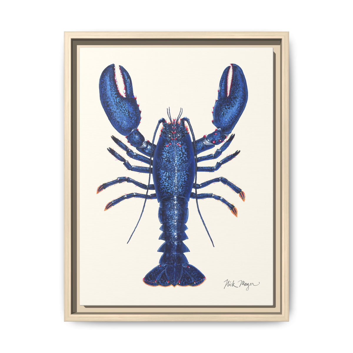 Blue Lobster II Framed Canvas Print Printify