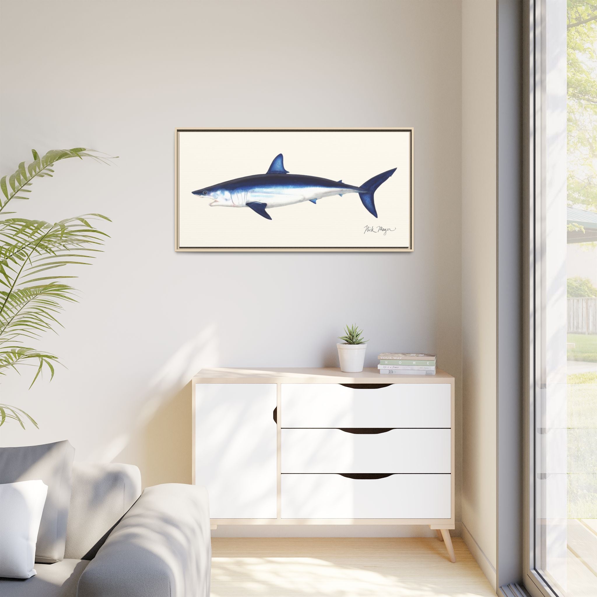 Mako Shark Framed Canvas Print Printify