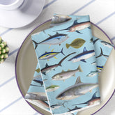 NE Fish Blue 4 Piece Cloth Napkin Set