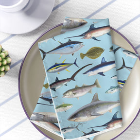 NE Fish Blue 4 Piece Cloth Napkin Set