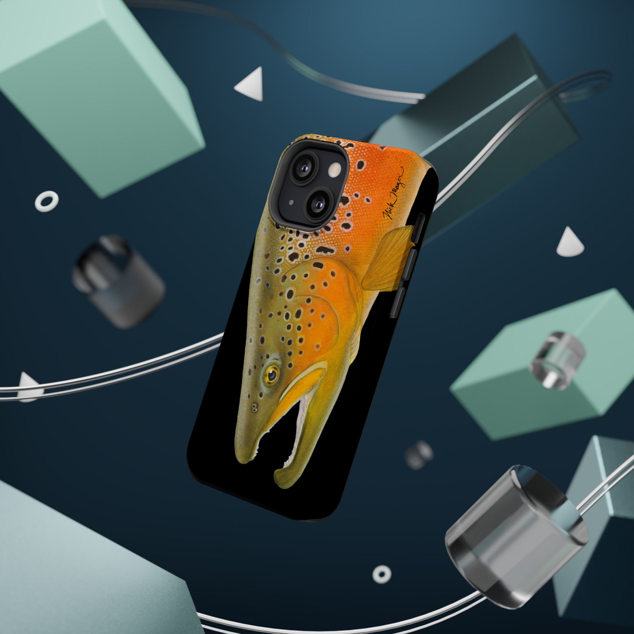 Brown Trout 2 Black MagSafe iPhone Case