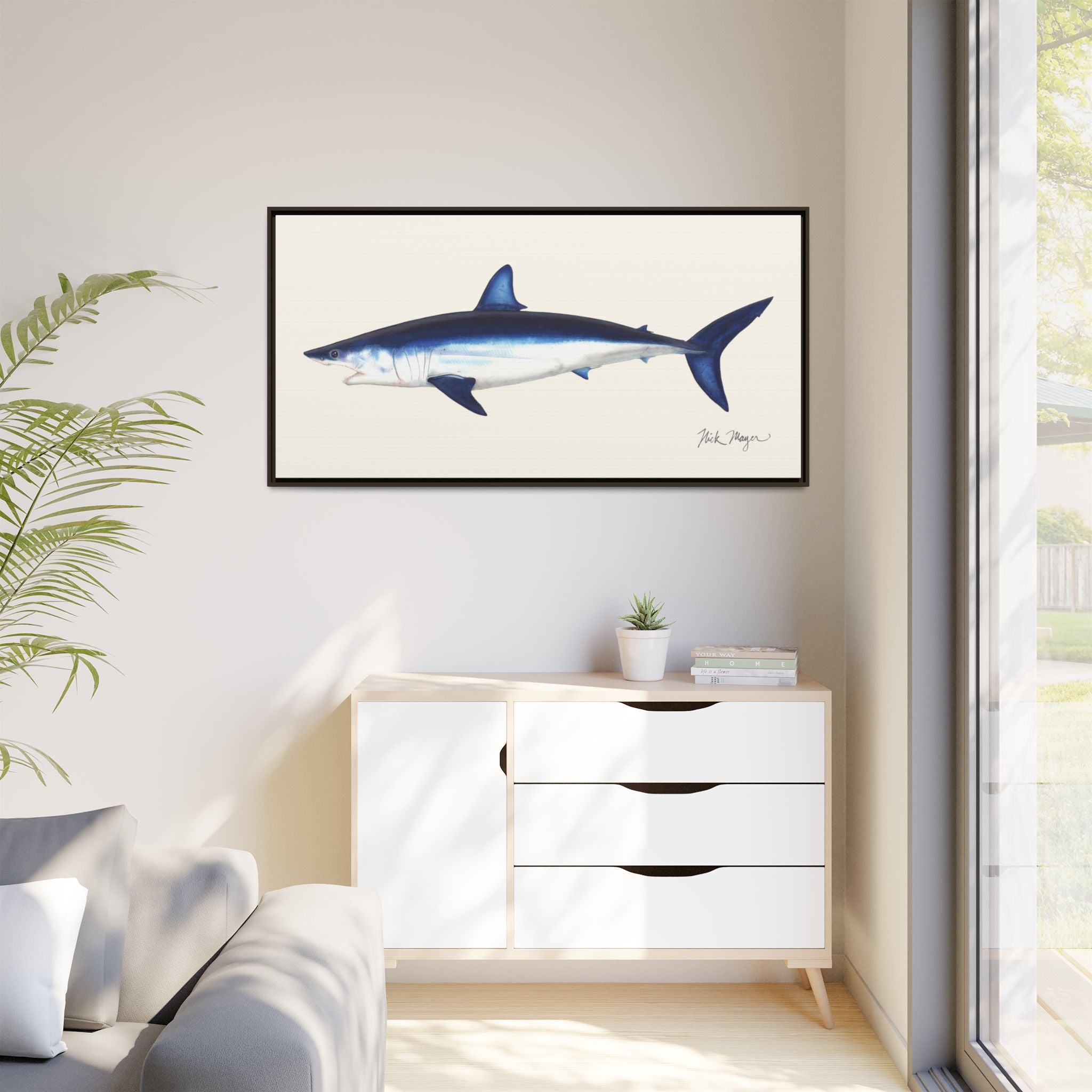Mako Shark Framed Canvas Print Printify