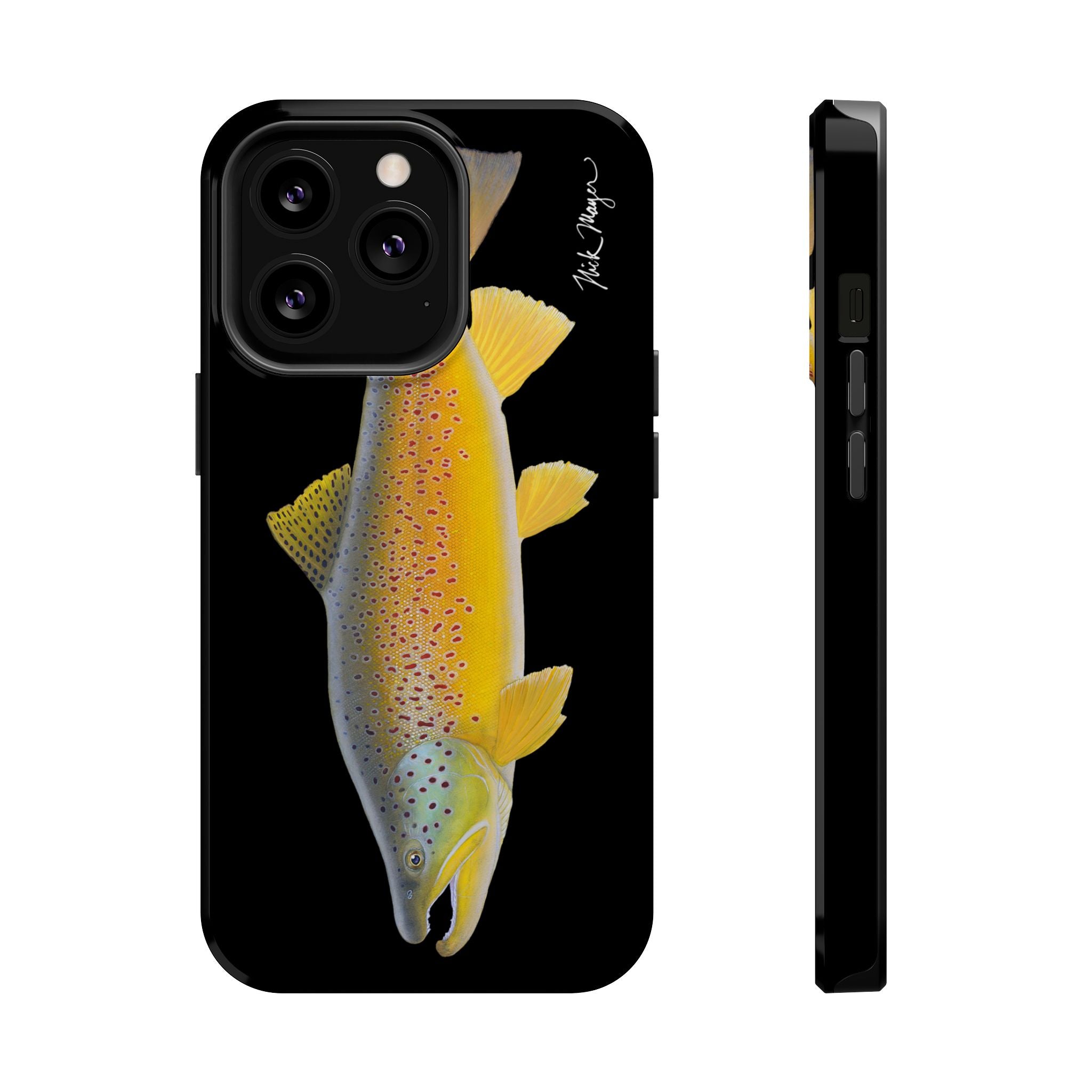 Brown Trout 3 Black MagSafe iPhone Case