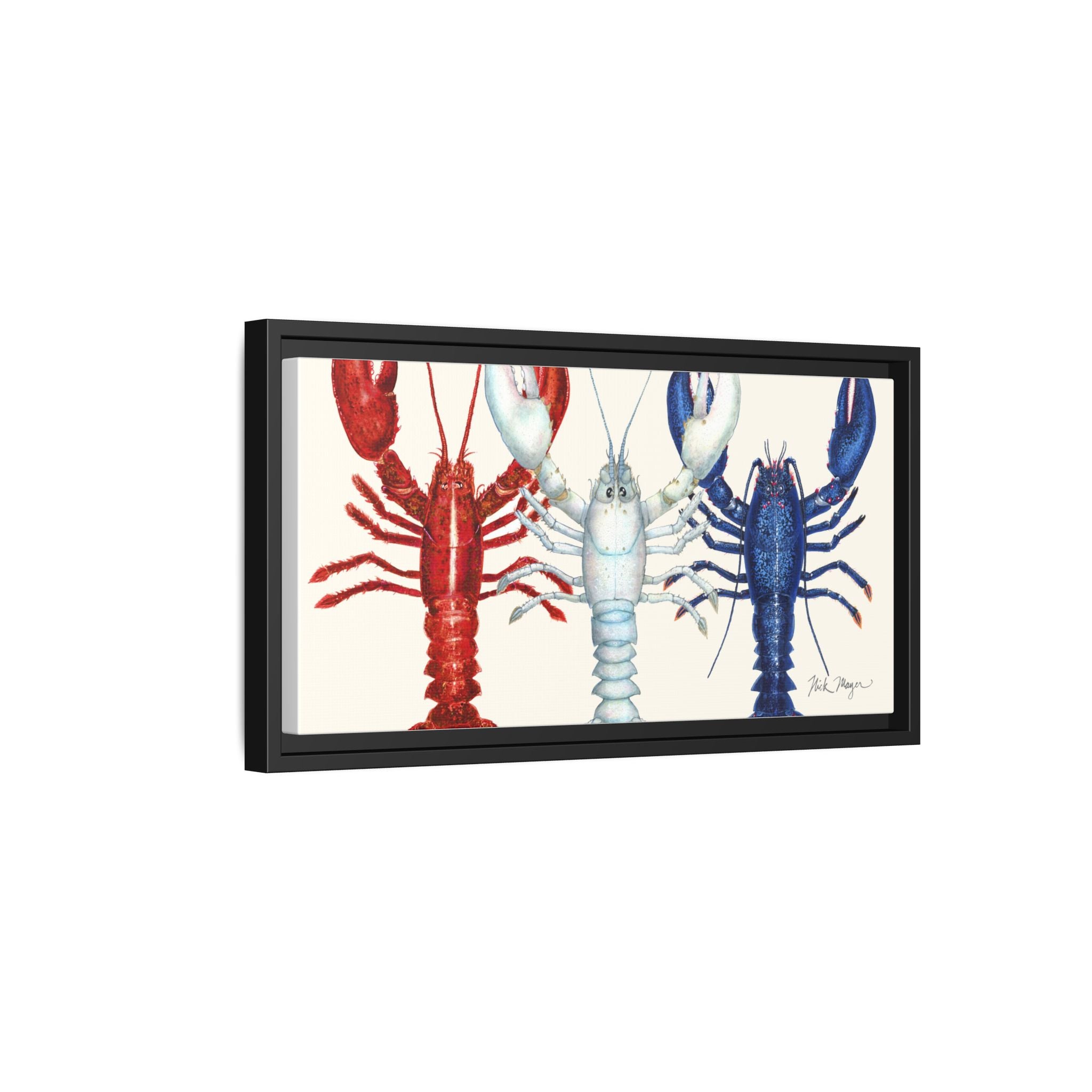 American Lobsters Trio Framed Canvas Print Printify