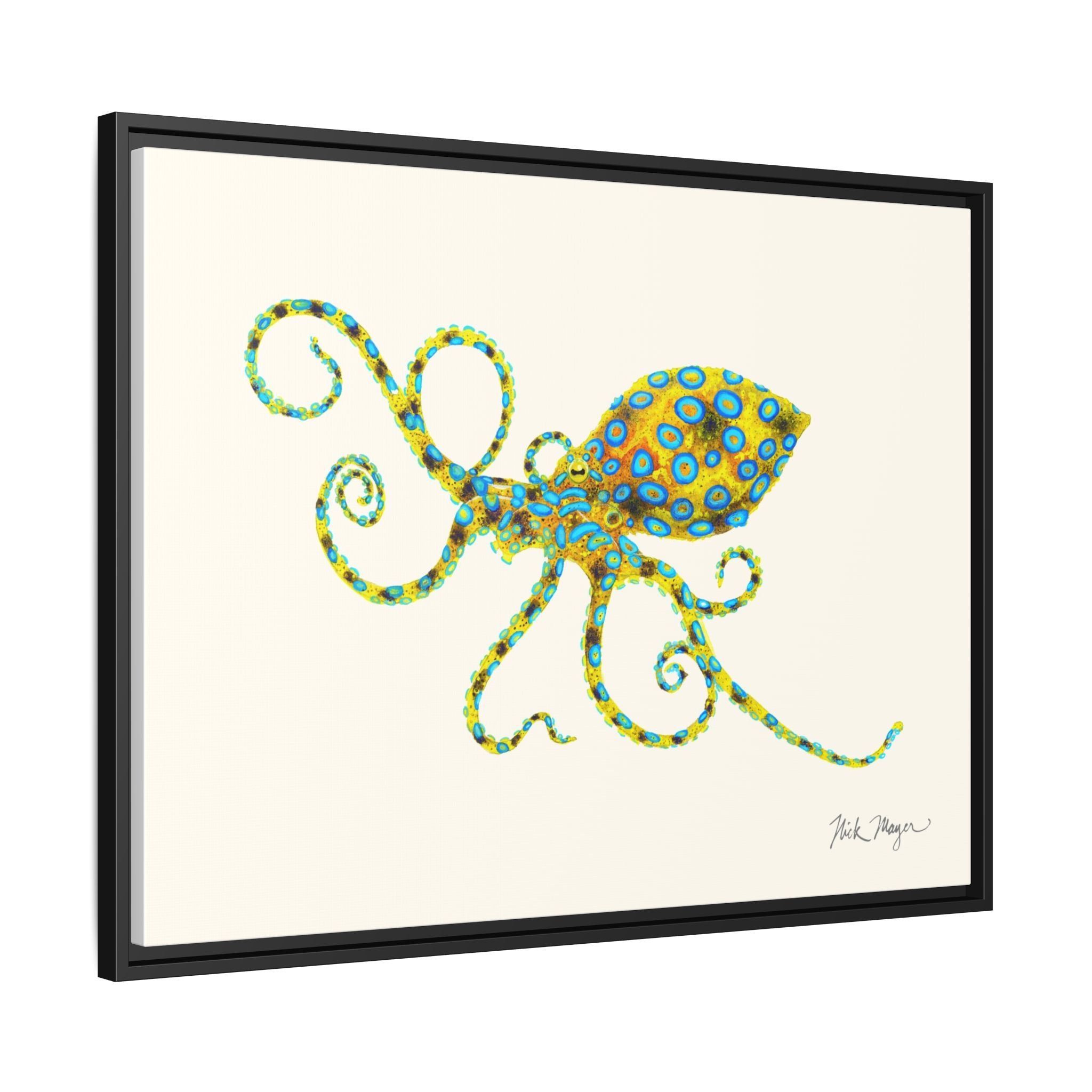 Blue Ringed Octopus Framed Canvas Print Printify