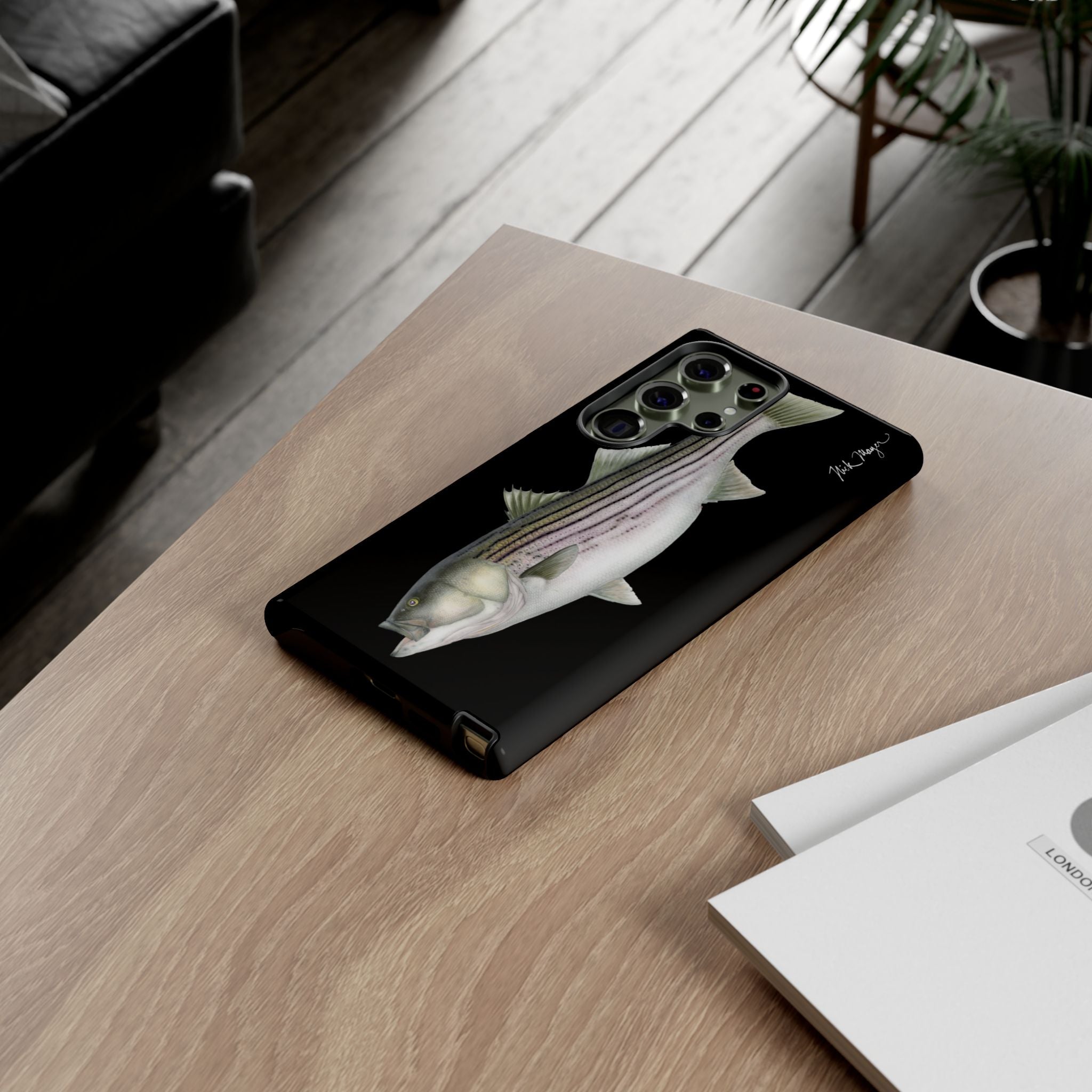 30 lb Striper Black Phone Case (Samsung) Printify