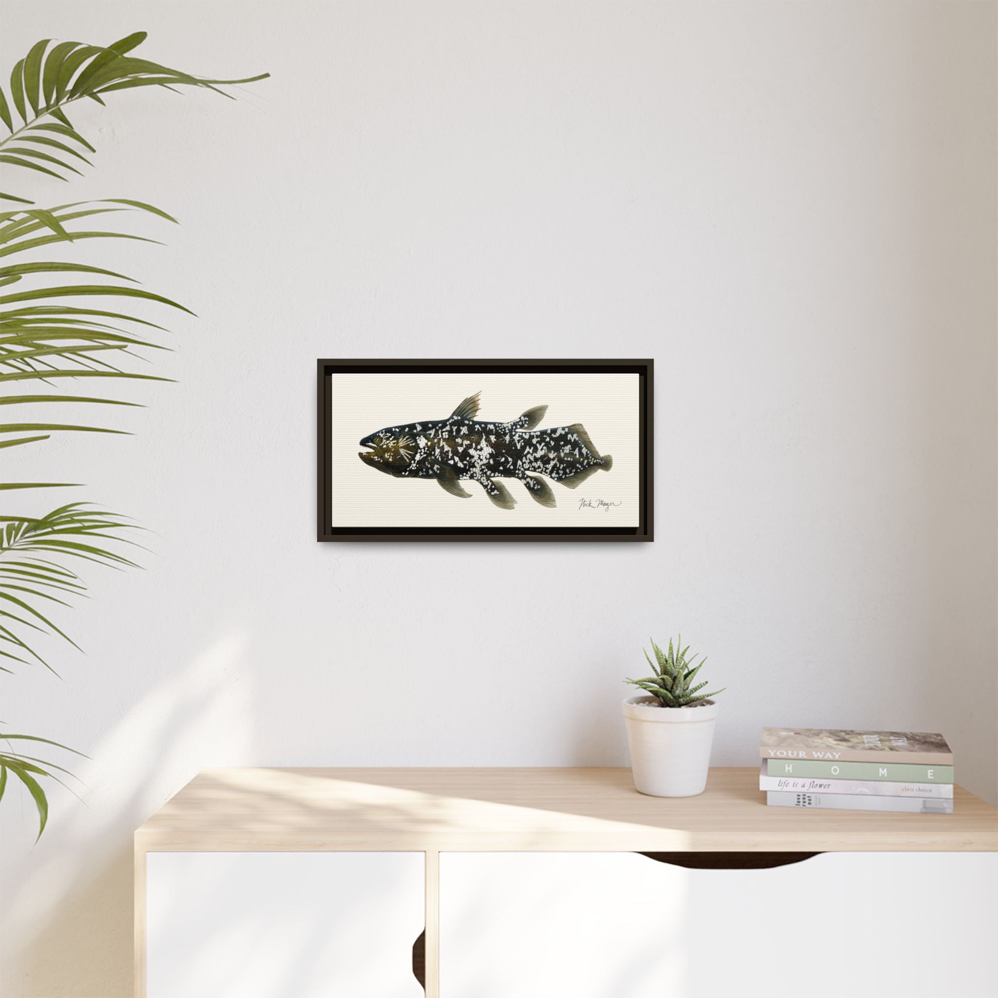 Coelacanth Framed Canvas Print Printify