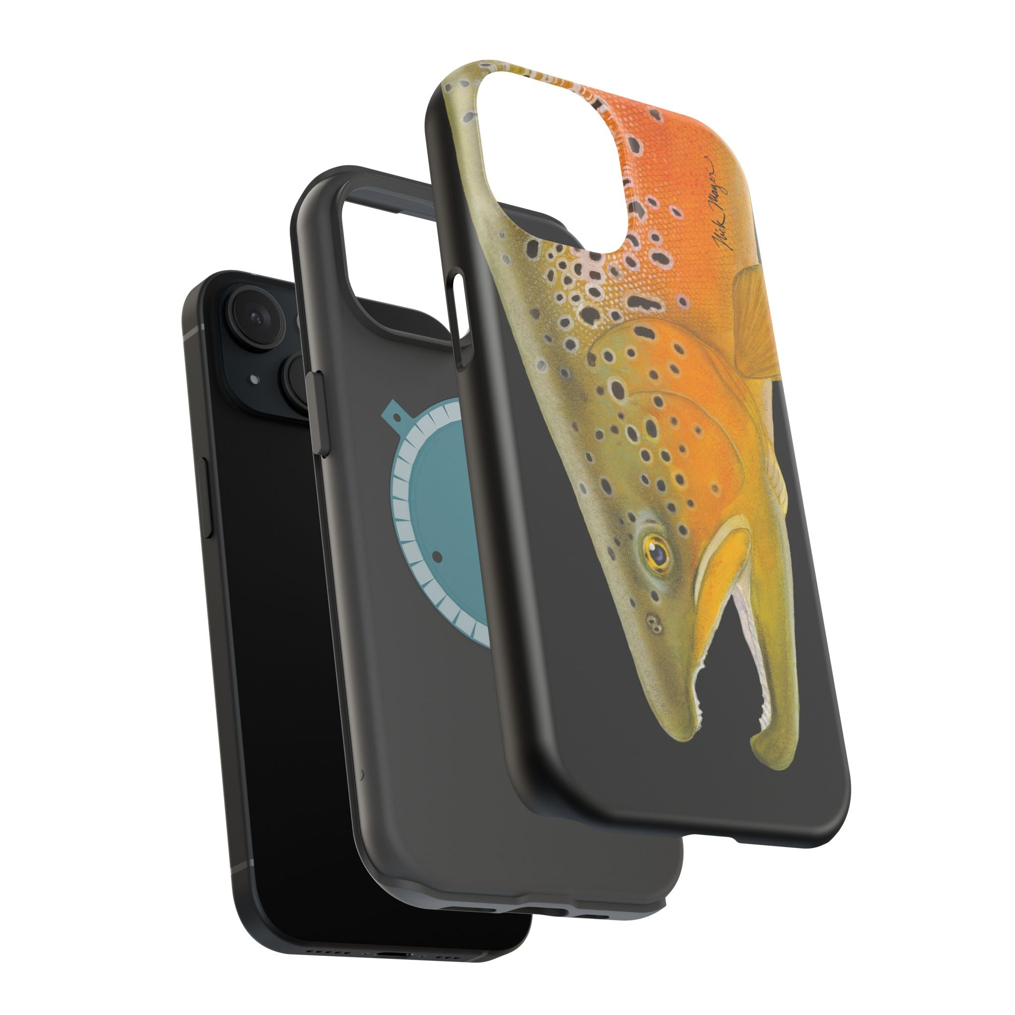 Brown Trout 2 Black MagSafe iPhone Case