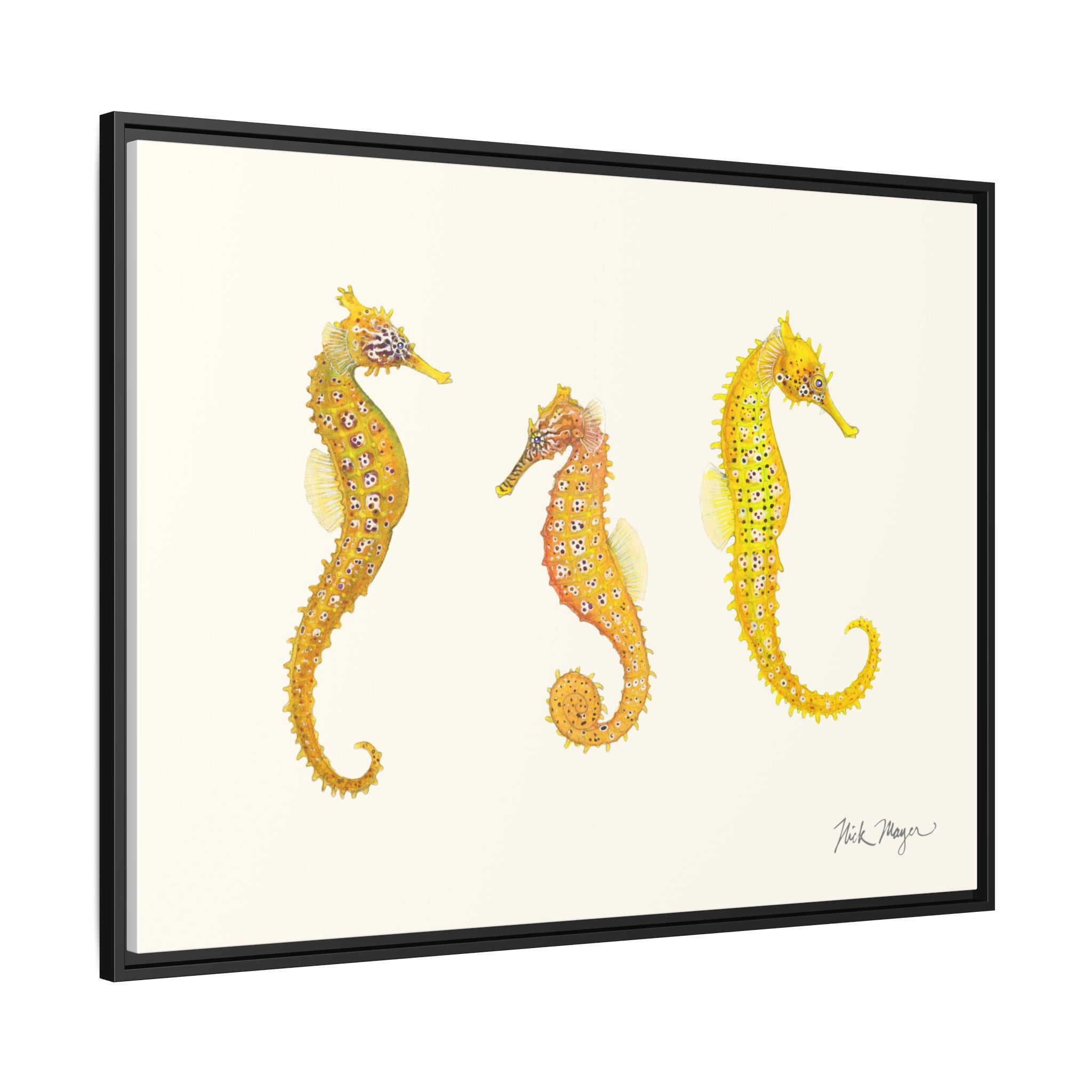 Giant Seahorse Trio Framed Canvas Print Printify