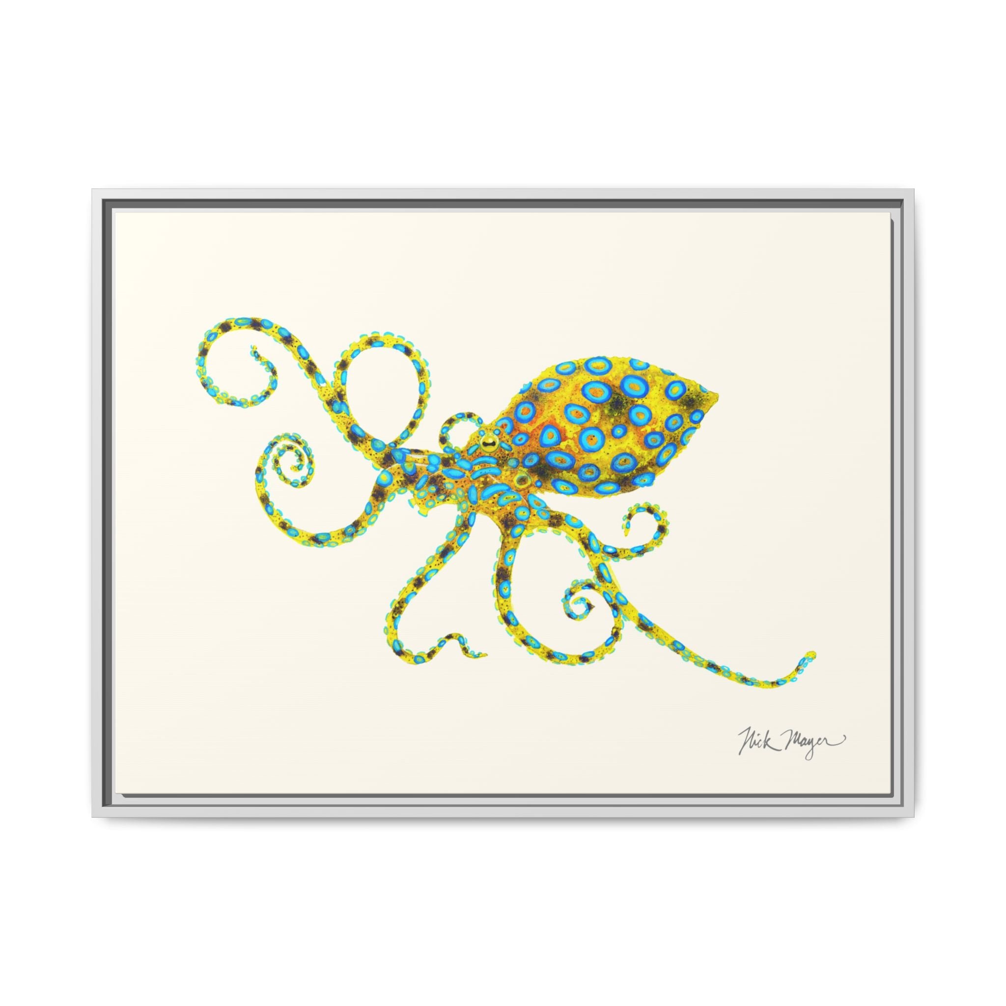 Blue Ringed Octopus Framed Canvas Print Printify