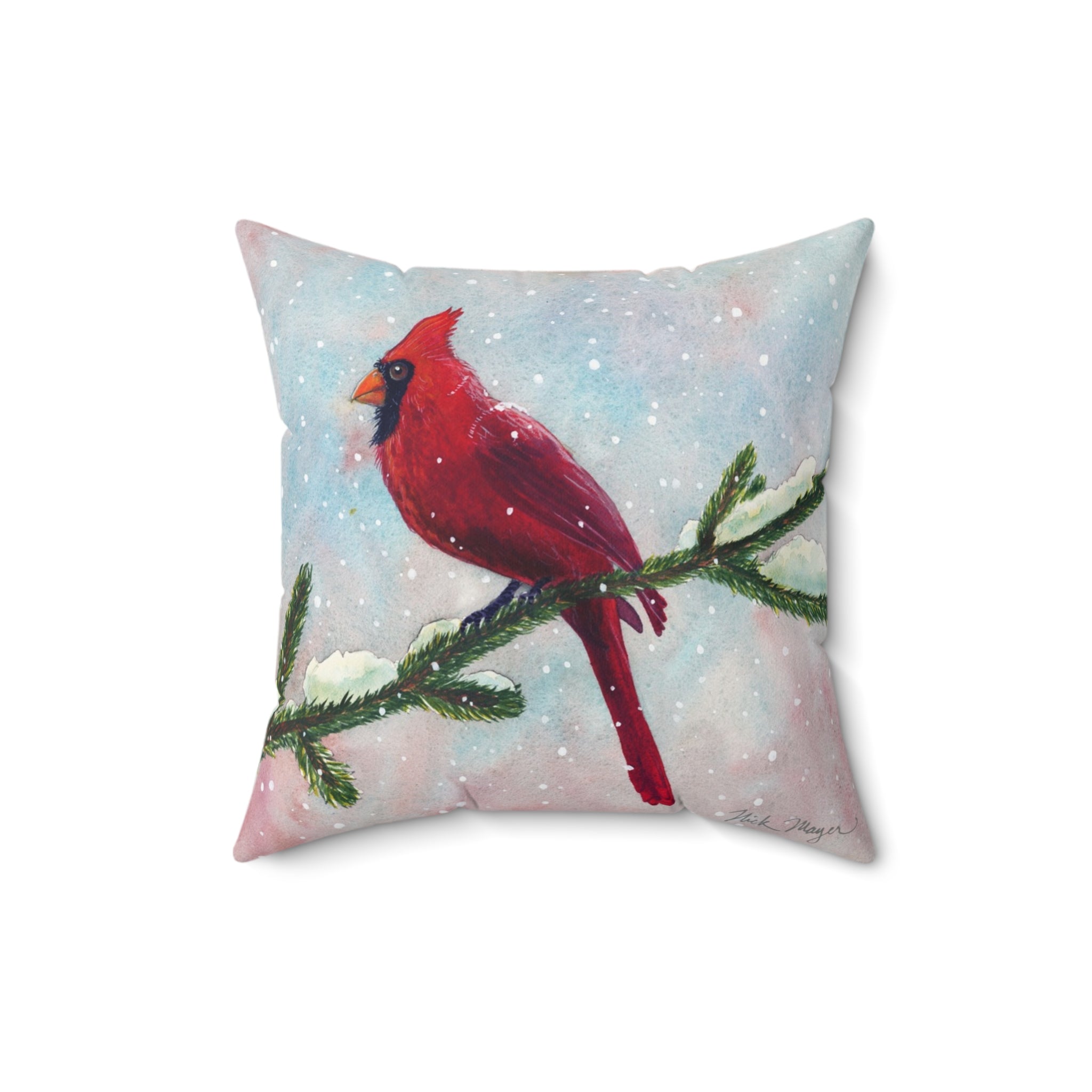Snowy Cardinal II Throw Pillow