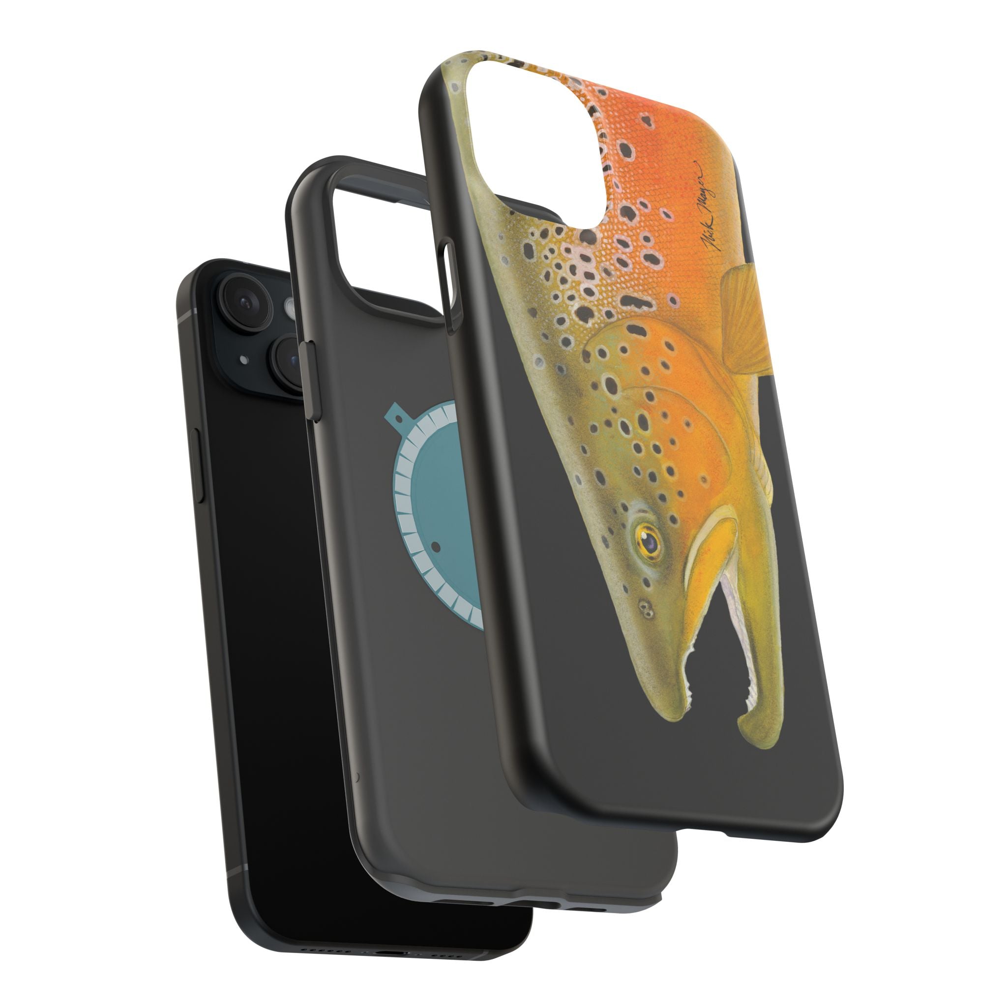 Brown Trout 2 Black MagSafe iPhone Case