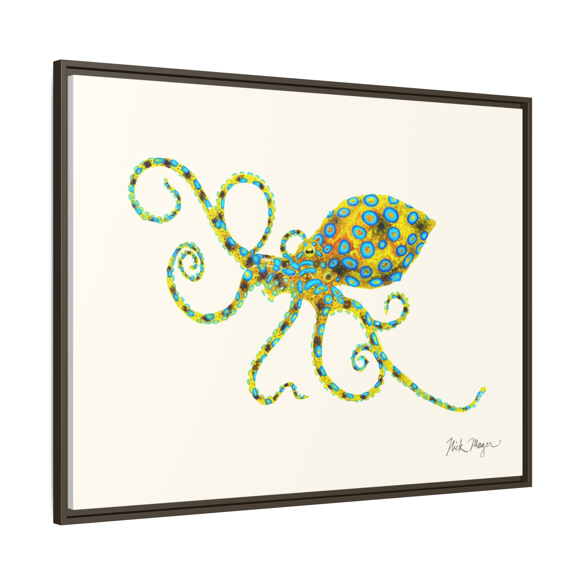 Blue Ringed Octopus Framed Canvas Print Printify