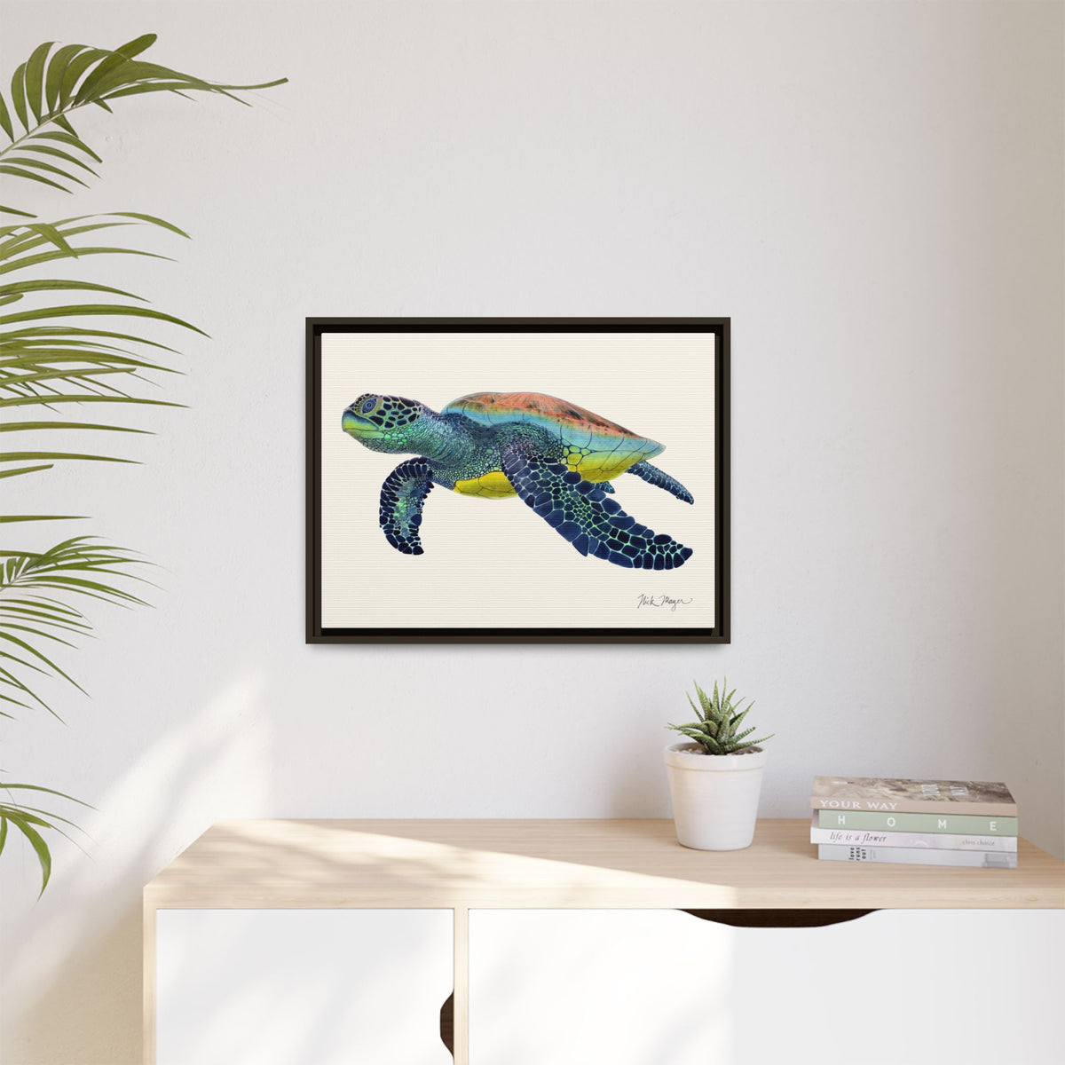 Green Sea Turtle II Framed Canvas Print Printify