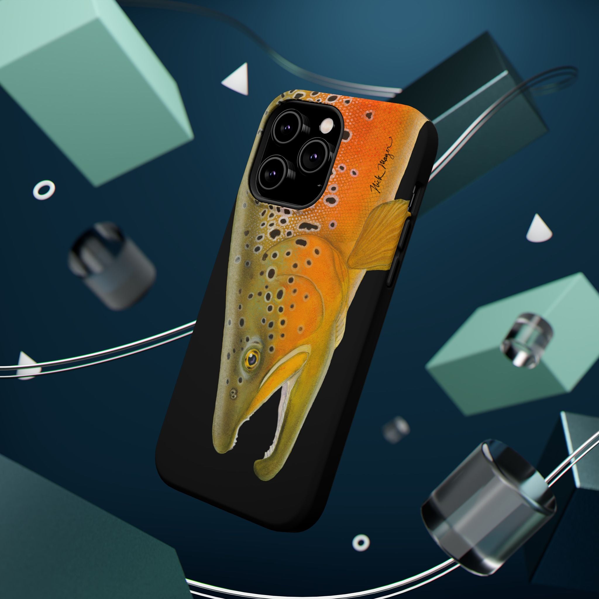 Brown Trout 2 Black MagSafe iPhone Case