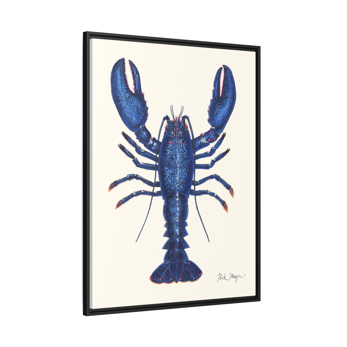 Blue Lobster II Framed Canvas Print Printify