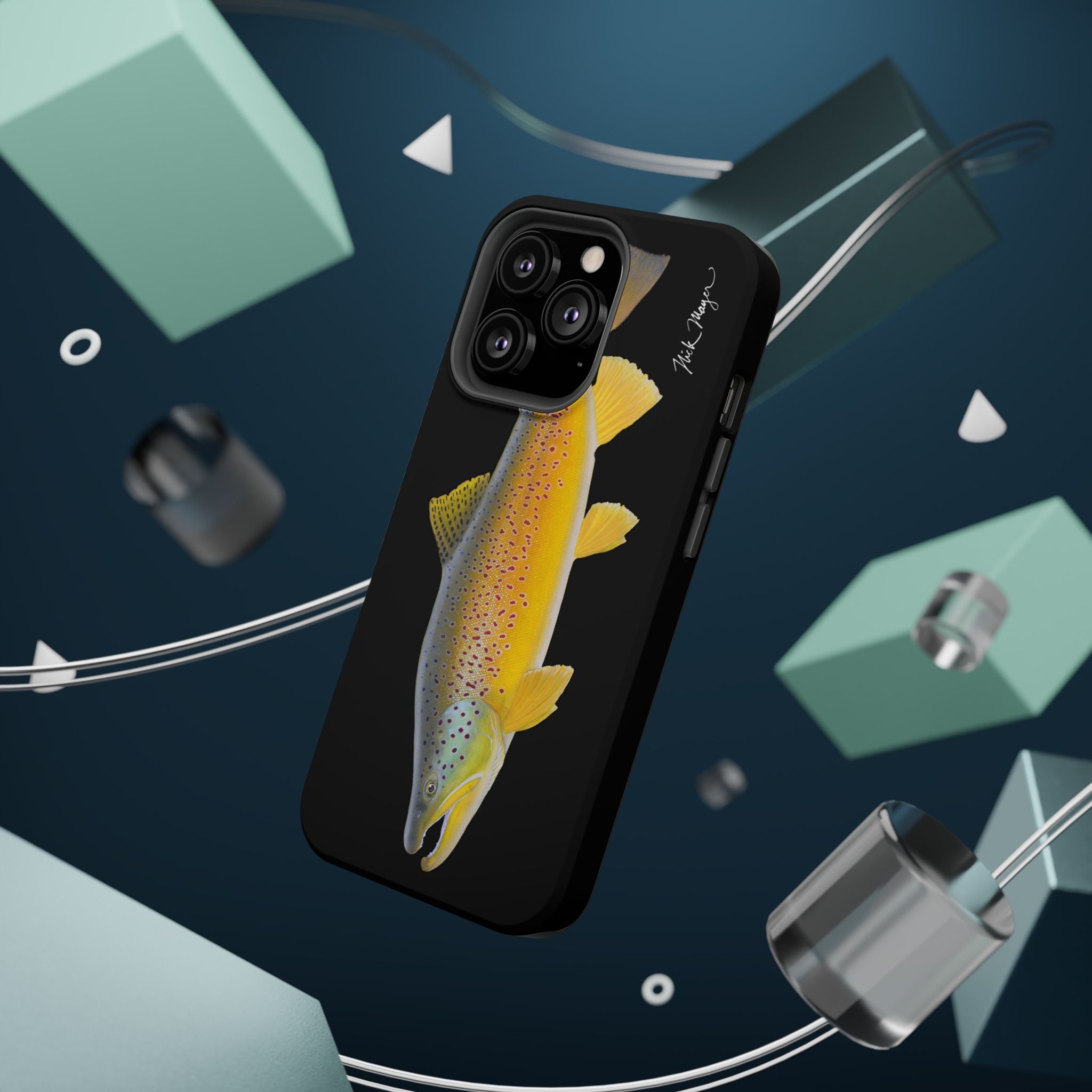 Brown Trout 3 Black MagSafe iPhone Case