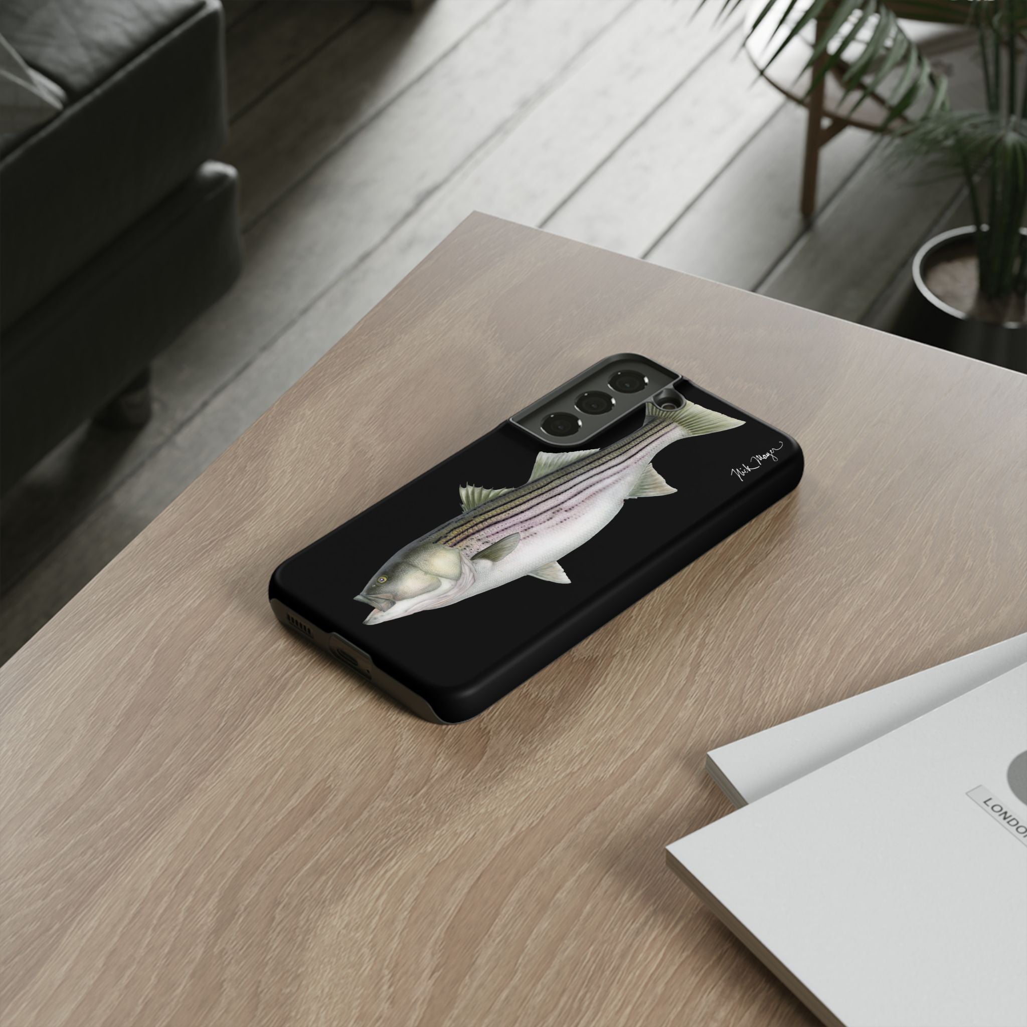 30 lb Striper Black Phone Case (Samsung) Printify