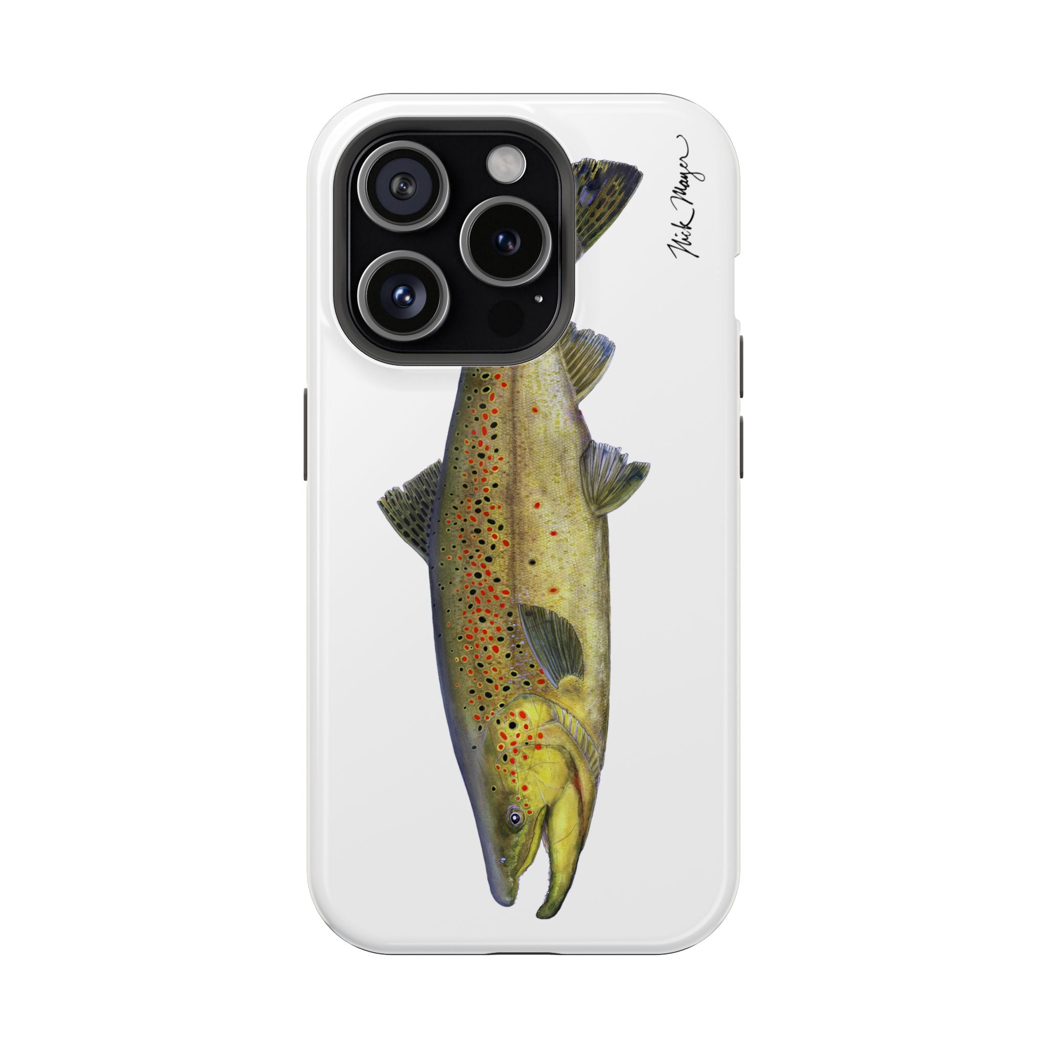 Brown Trout MagSafe White iPhone Case