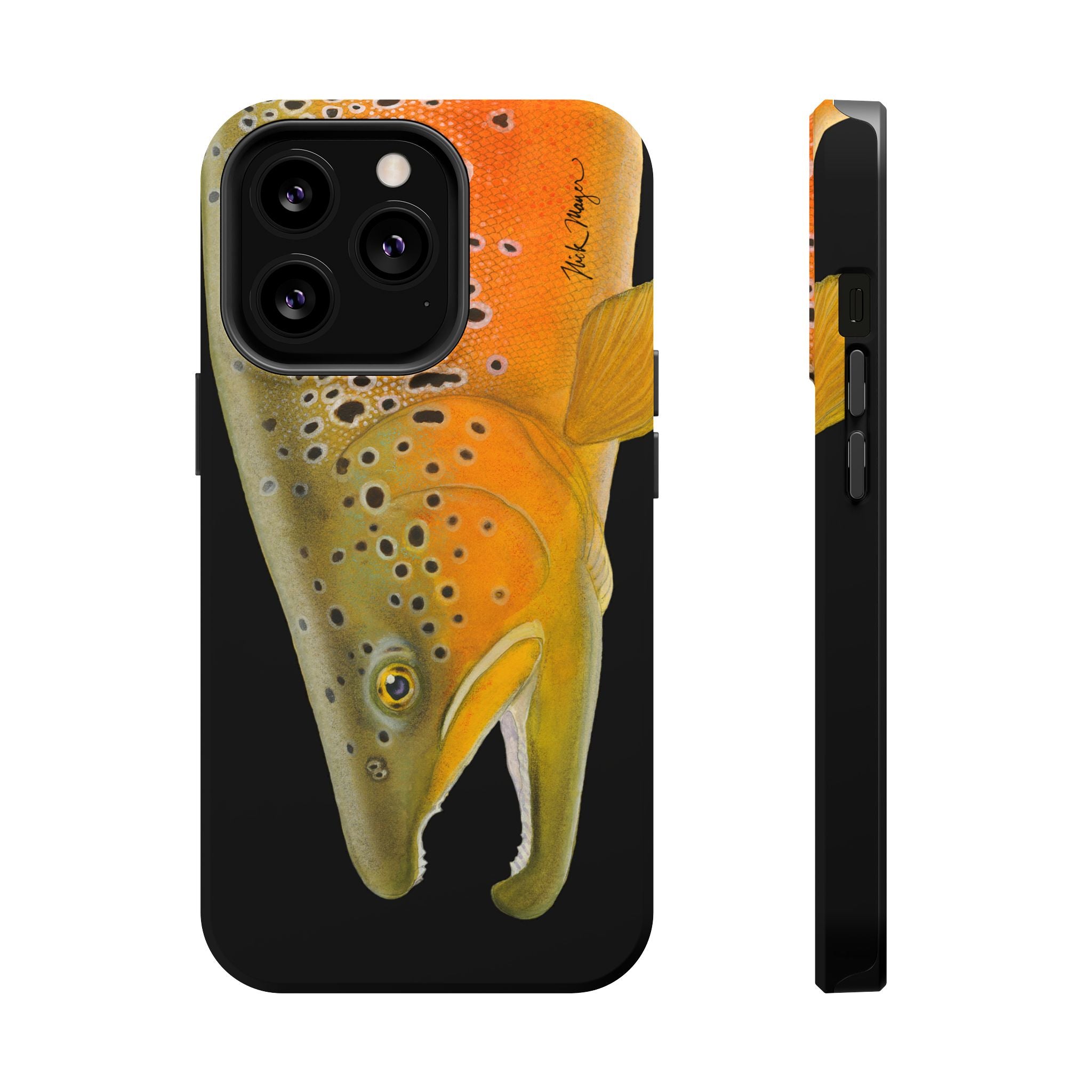 Brown Trout 2 Black MagSafe iPhone Case