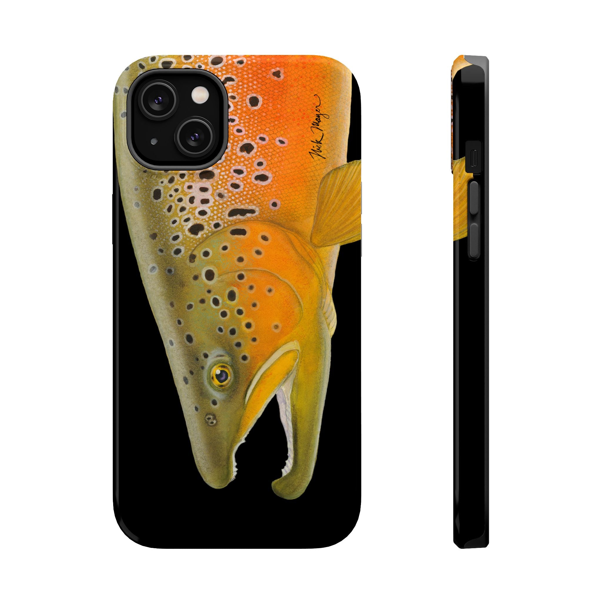 Brown Trout 2 Black MagSafe iPhone Case