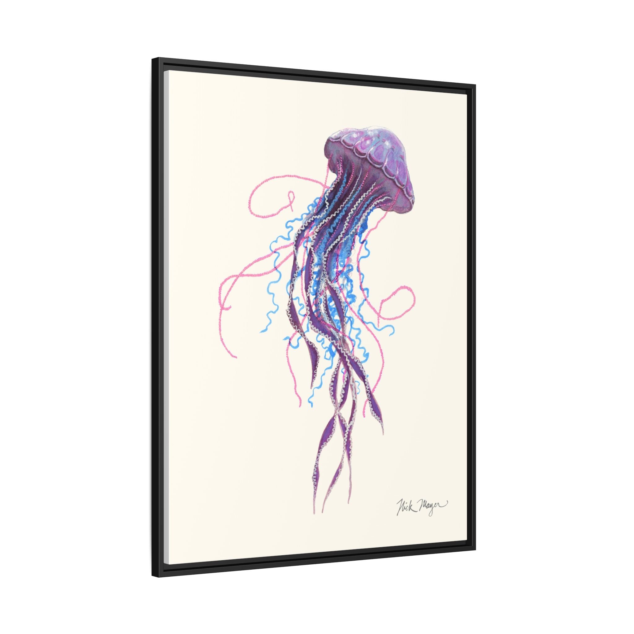 Purple Jellyfish II Framed Canvas Print Printify