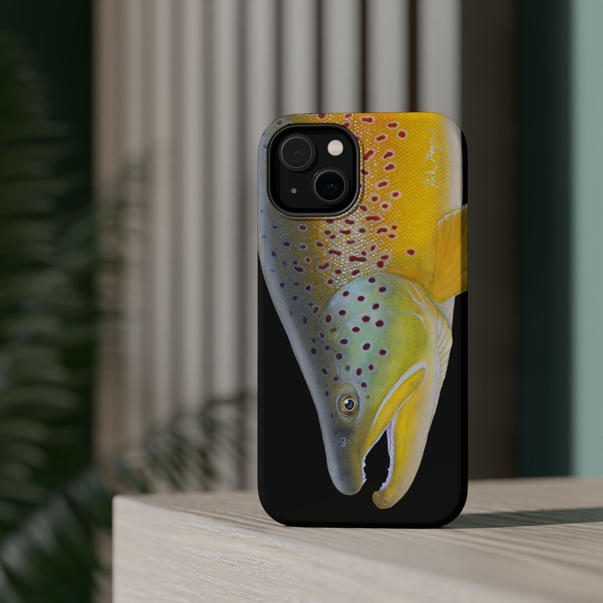 Brown Trout 3 Face Black MagSafe iPhone Case
