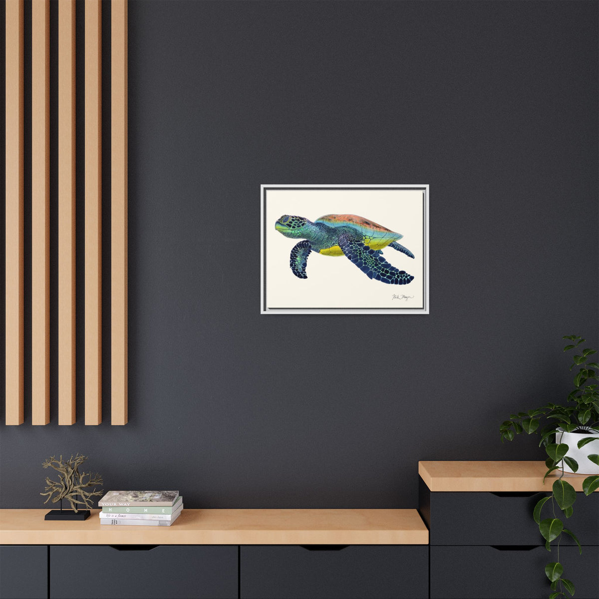 Green Sea Turtle II Framed Canvas Print Printify