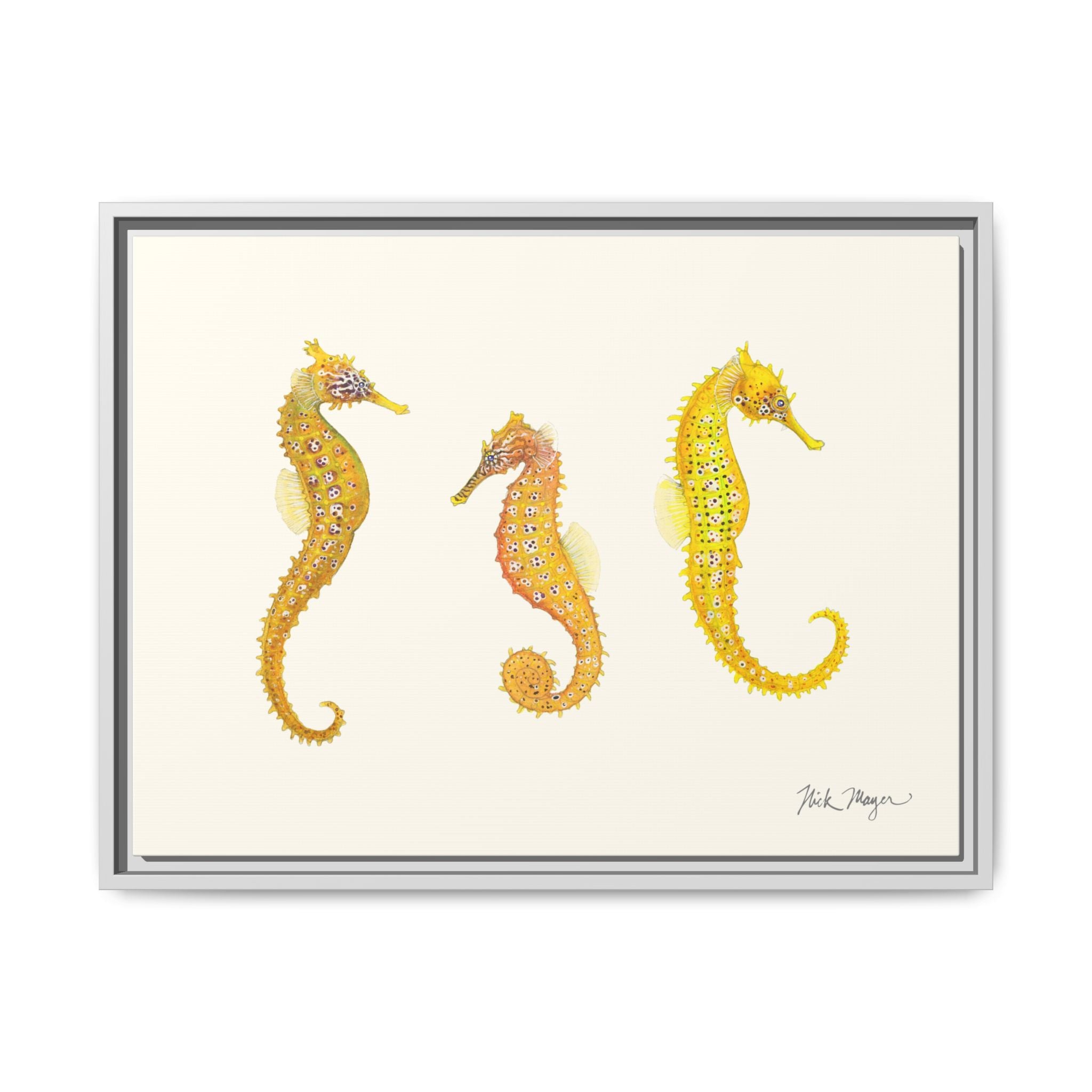 Giant Seahorse Trio Framed Canvas Print Printify