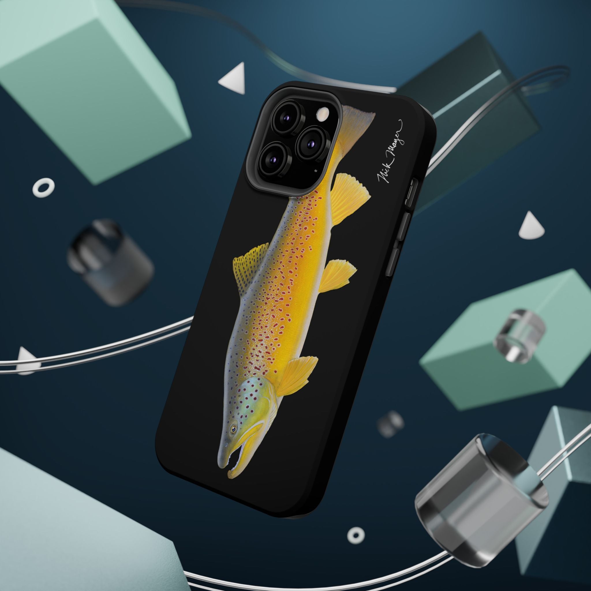 Brown Trout 3 Black MagSafe iPhone Case