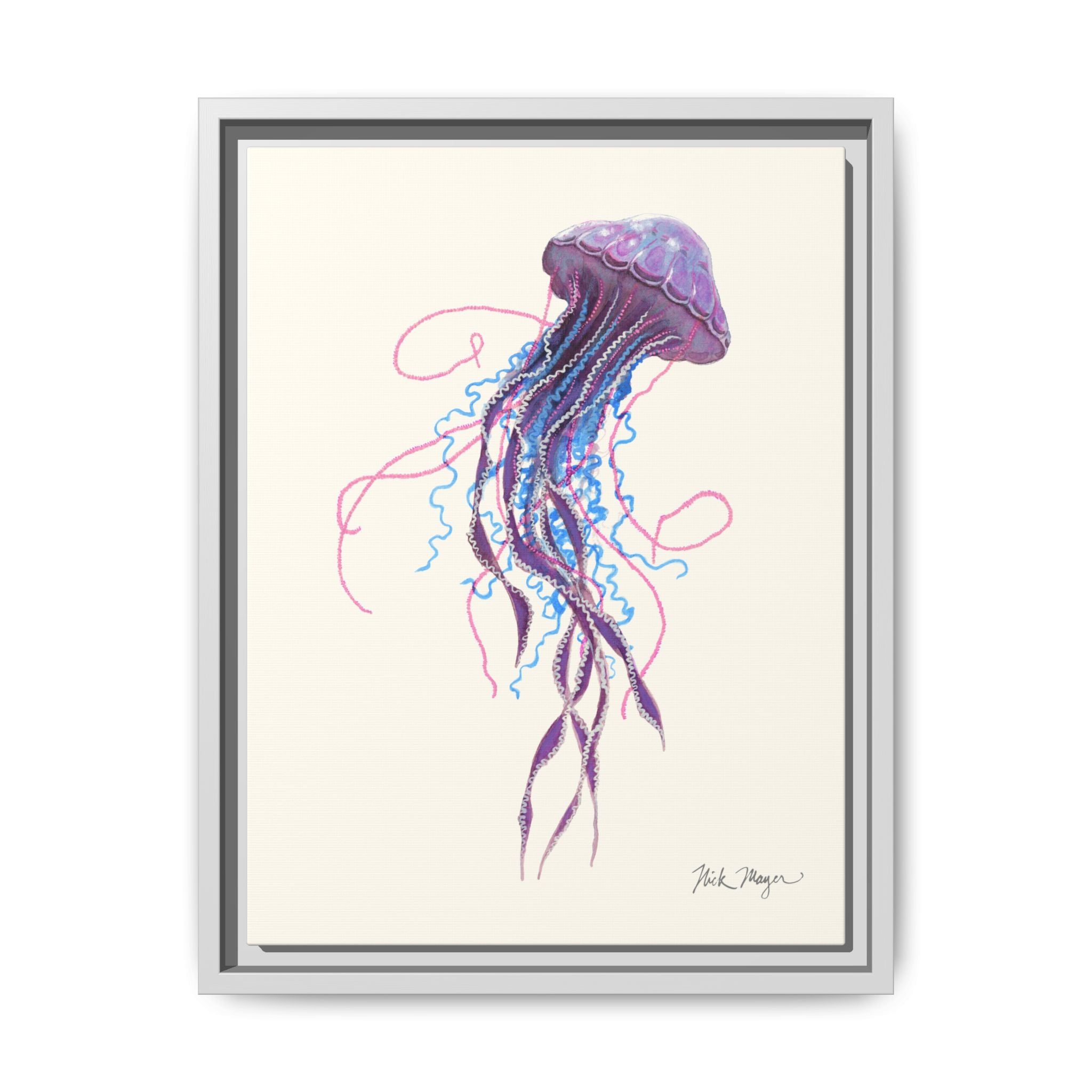 Purple Jellyfish II Framed Canvas Print Printify