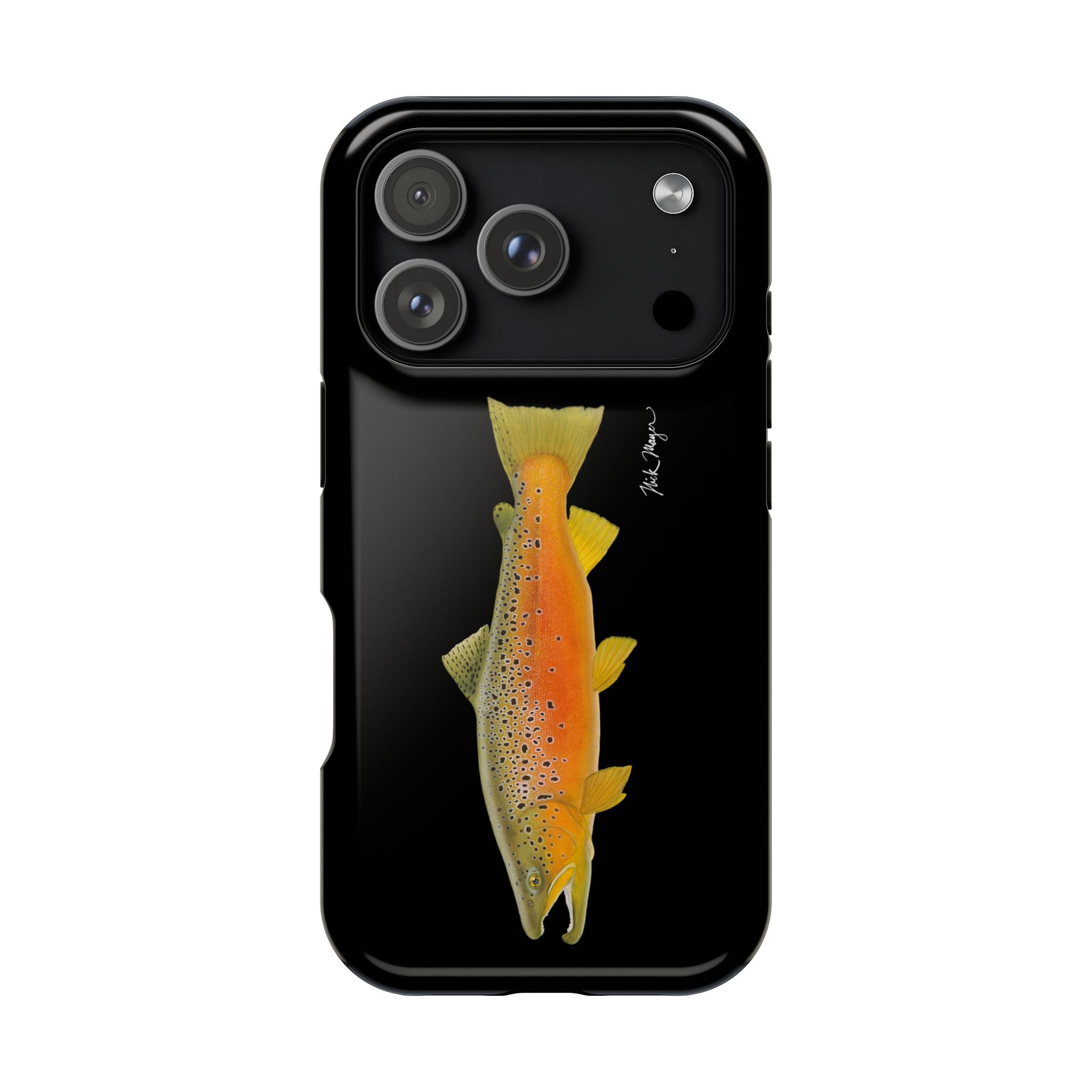 Brown Trout 2 Black MagSafe iPhone Case, NEW for Holiday 2025!