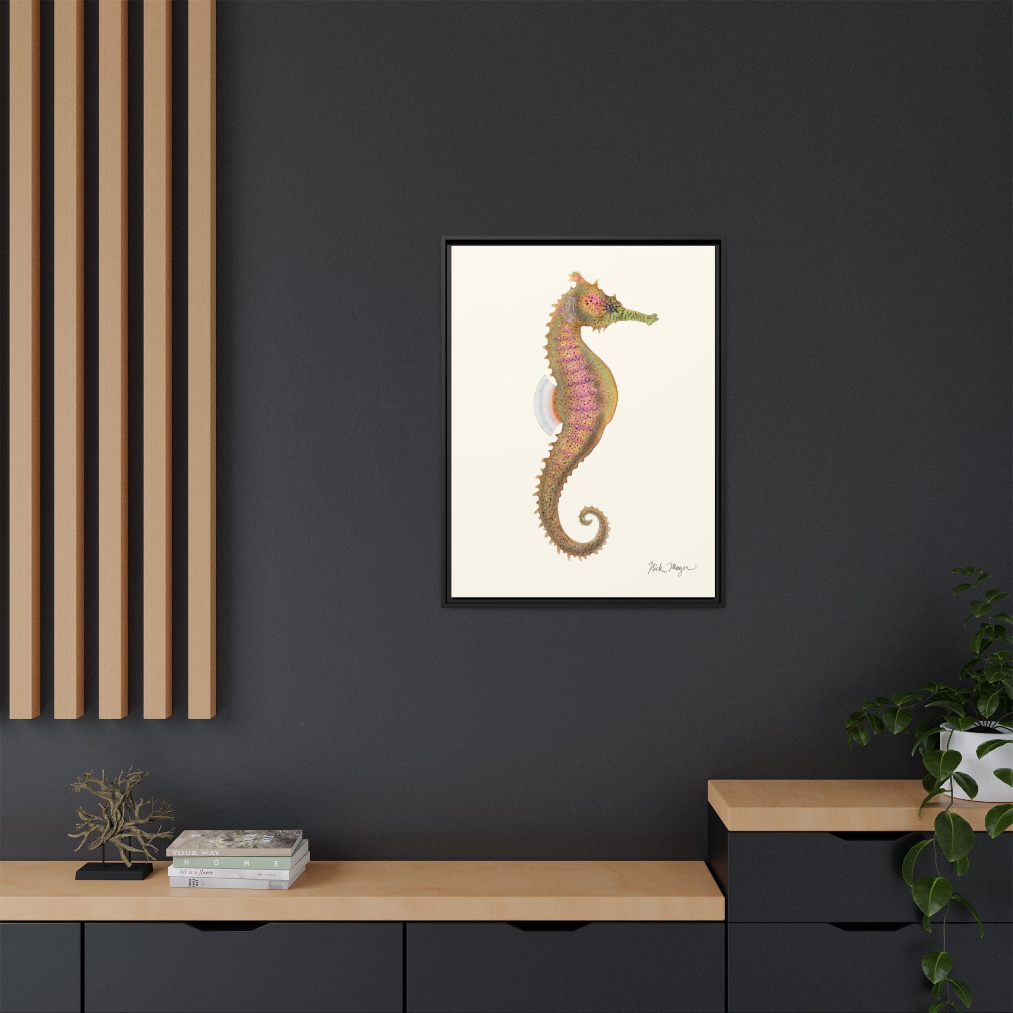 Estuary Seahorse Framed Canvas Print Printify